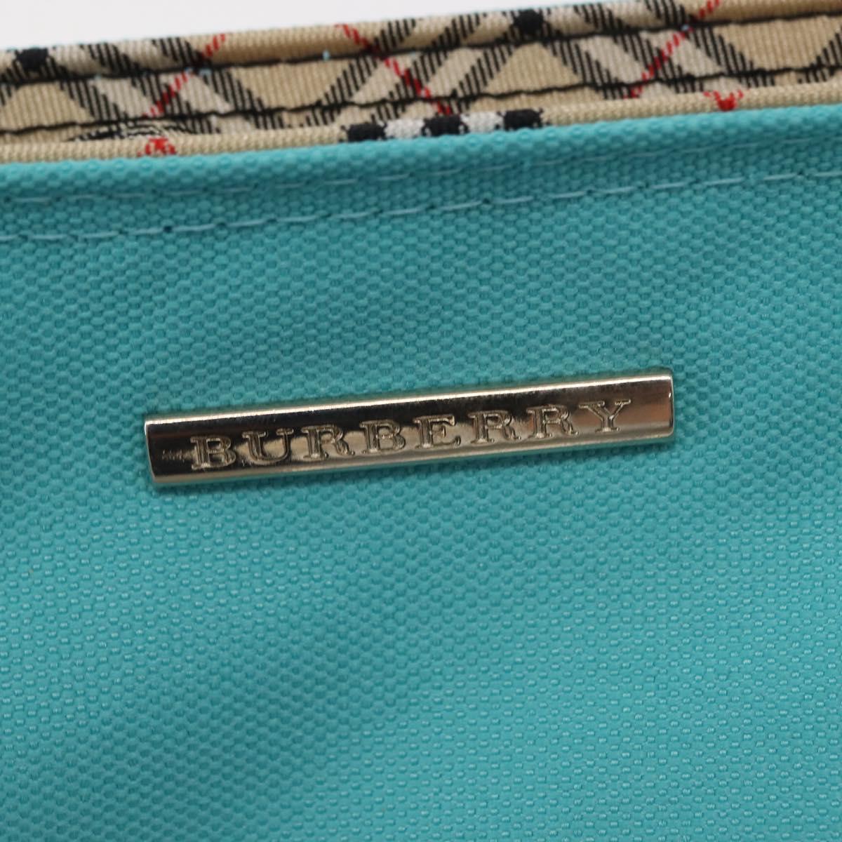 BURBERRY Nova Check Handkerchief Pouch Canvas 2Set Light Blue Silver Auth am9484