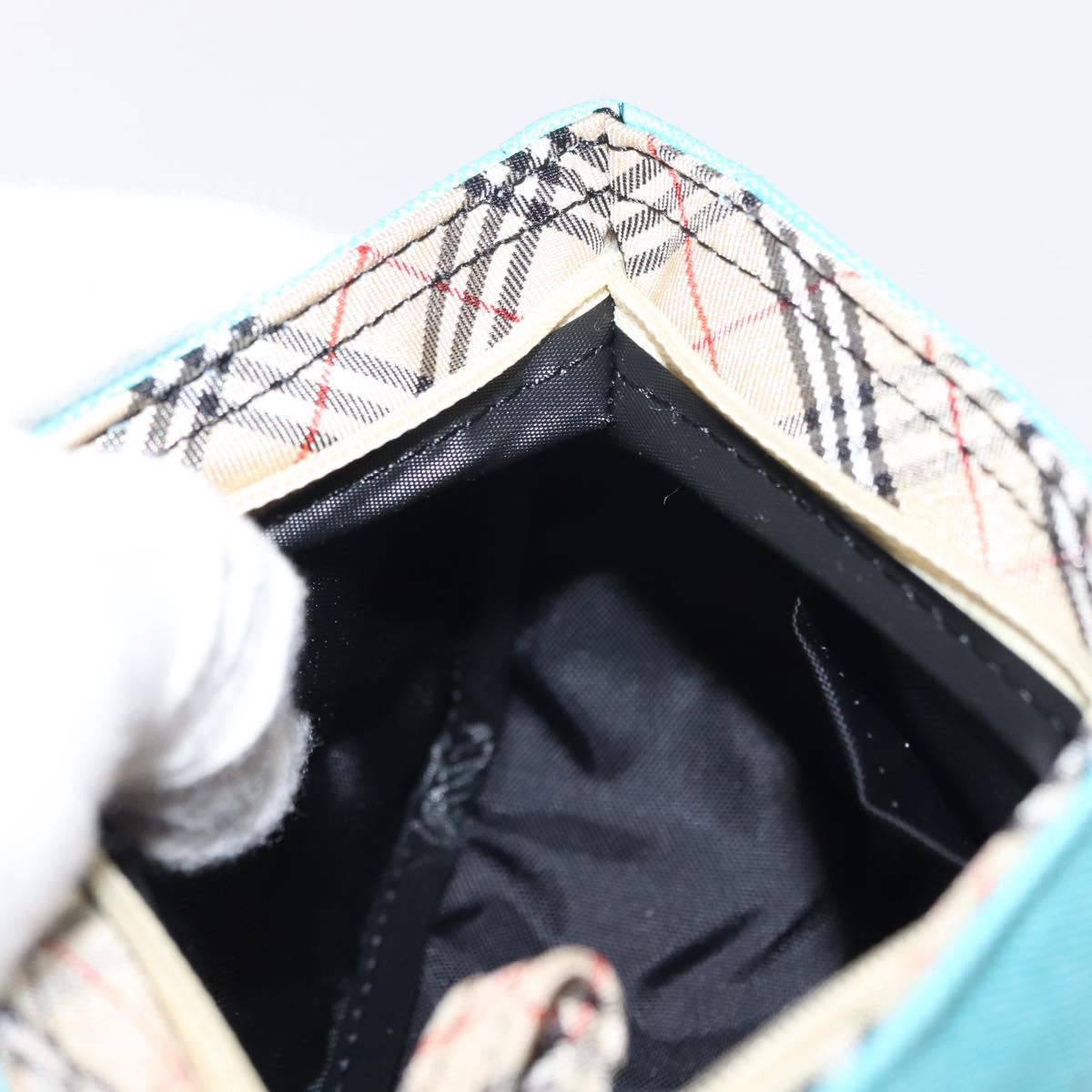 BURBERRY Nova Check Handkerchief Pouch Canvas 2Set Light Blue Silver Auth am9484