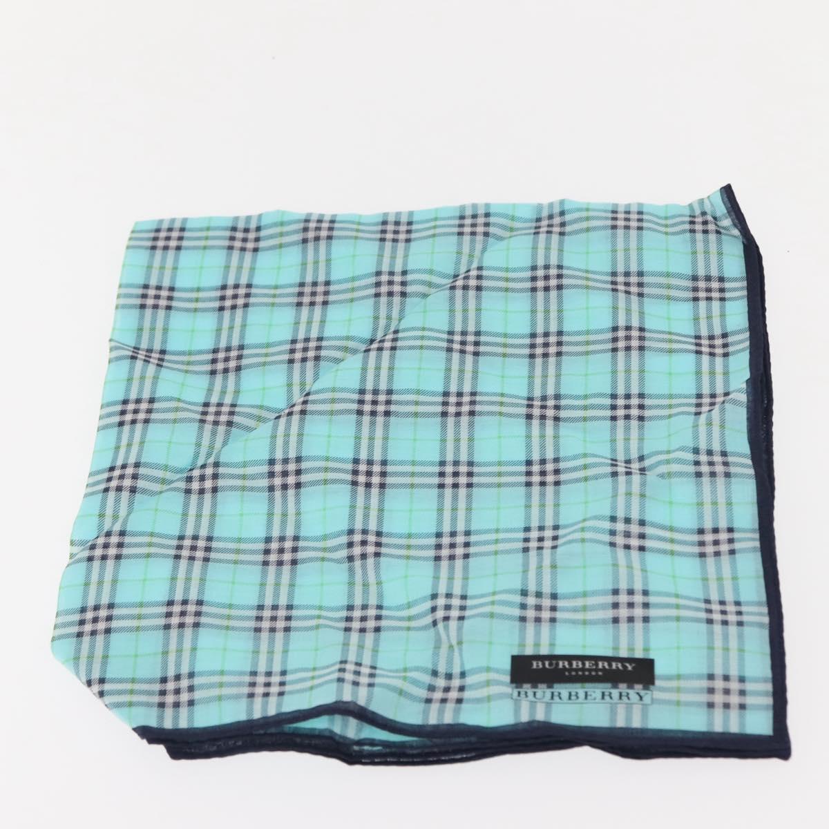 BURBERRY Nova Check Handkerchief Pouch Canvas 2Set Light Blue Silver Auth am9484