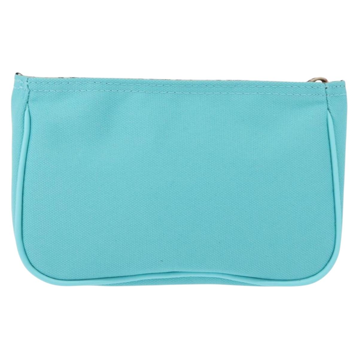 BURBERRY Nova Check Handkerchief Pouch Canvas 2Set Light Blue Silver Auth am9484