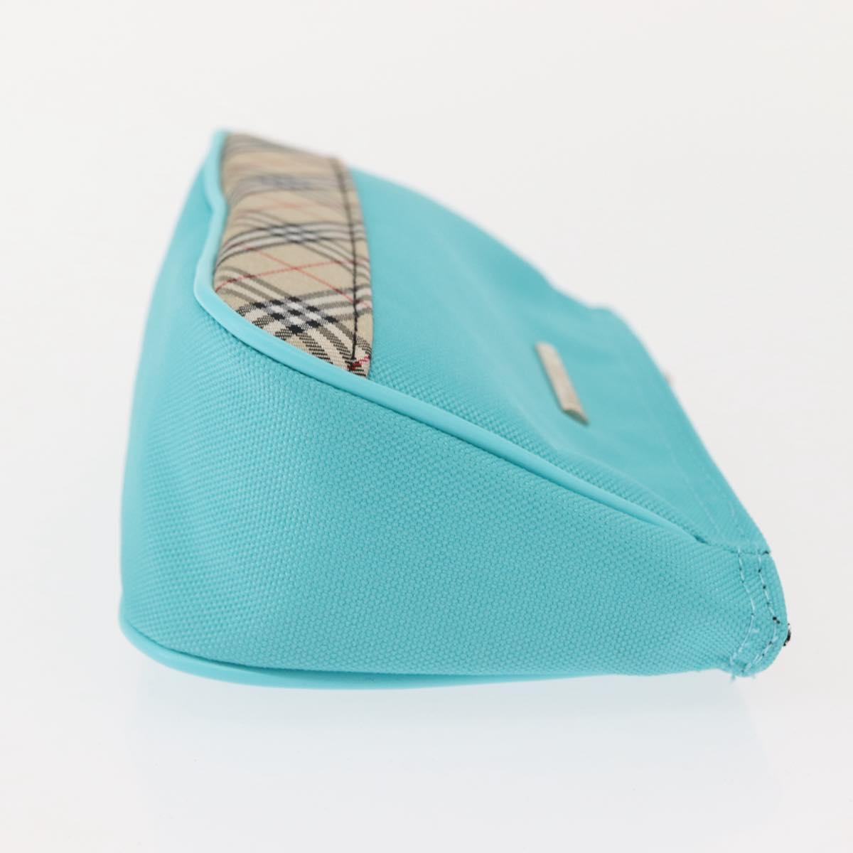 BURBERRY Nova Check Handkerchief Pouch Canvas 2Set Light Blue Silver Auth am9484