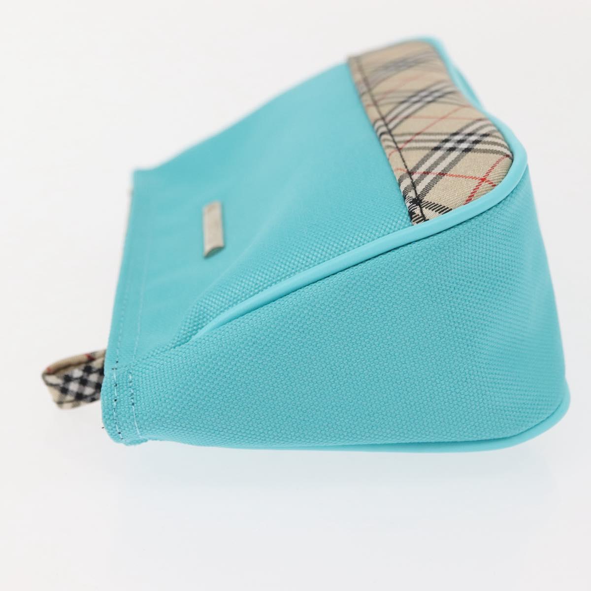 BURBERRY Nova Check Handkerchief Pouch Canvas 2Set Light Blue Silver Auth am9484