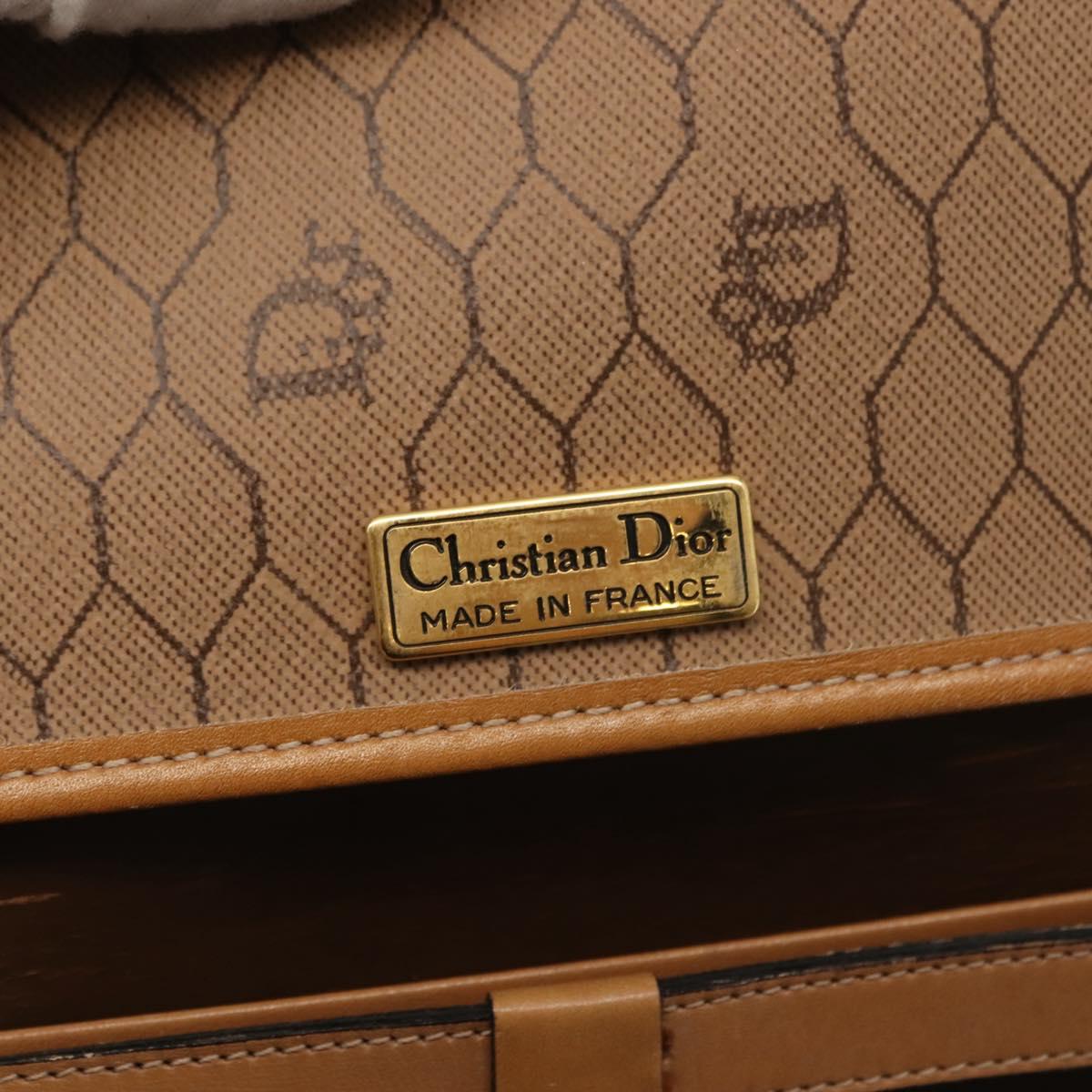 Christian Dior Honeycomb Canvas Hand Bag PVC Leather 2way Beige Gold Auth am9485