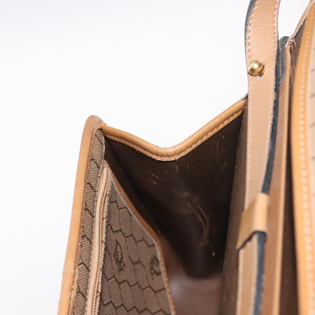 Christian Dior Honeycomb Canvas Hand Bag PVC Leather 2way Beige Gold Auth am9485