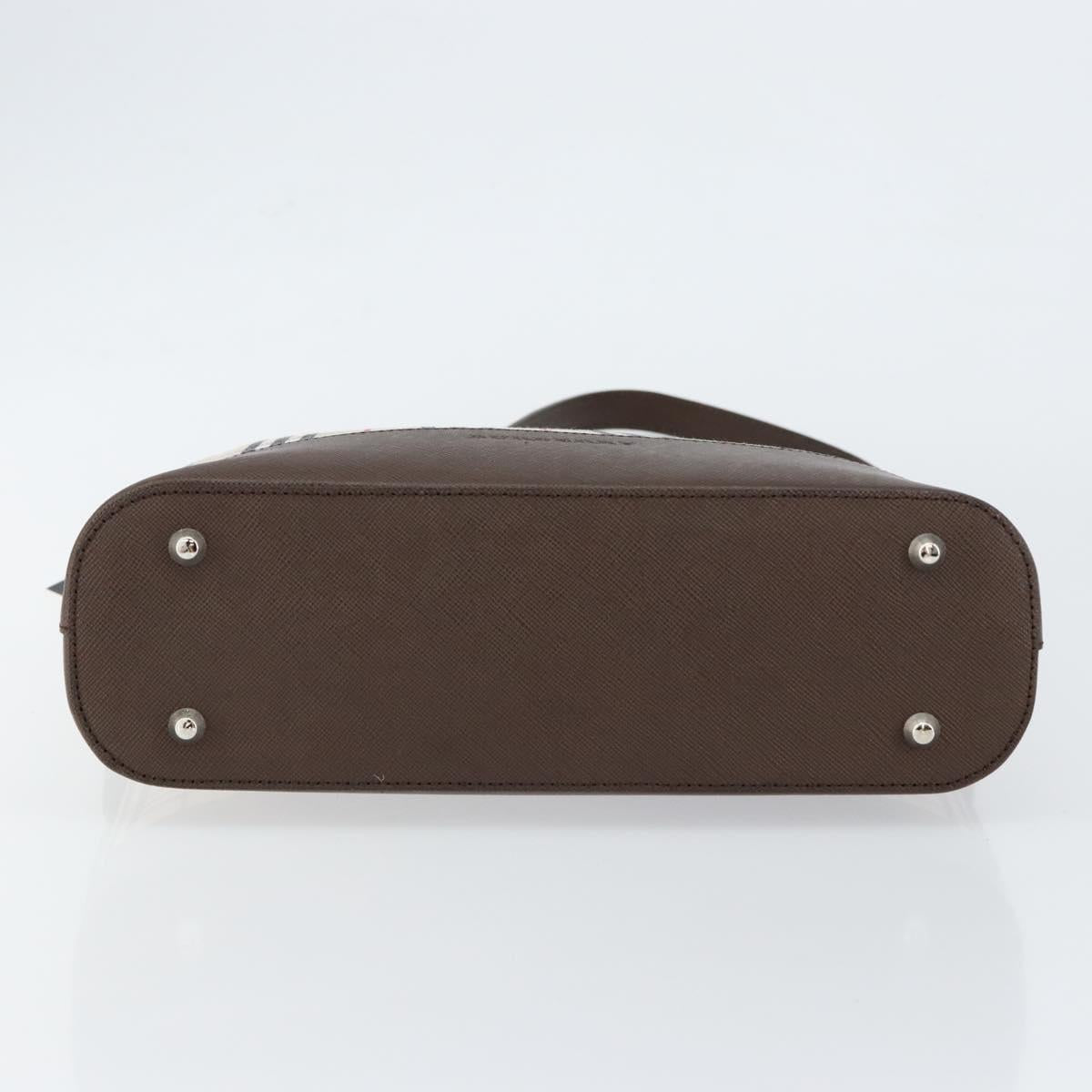 BURBERRY Nova Check Shoulder Bag Canvas Leather Beige Silver Auth am9486V