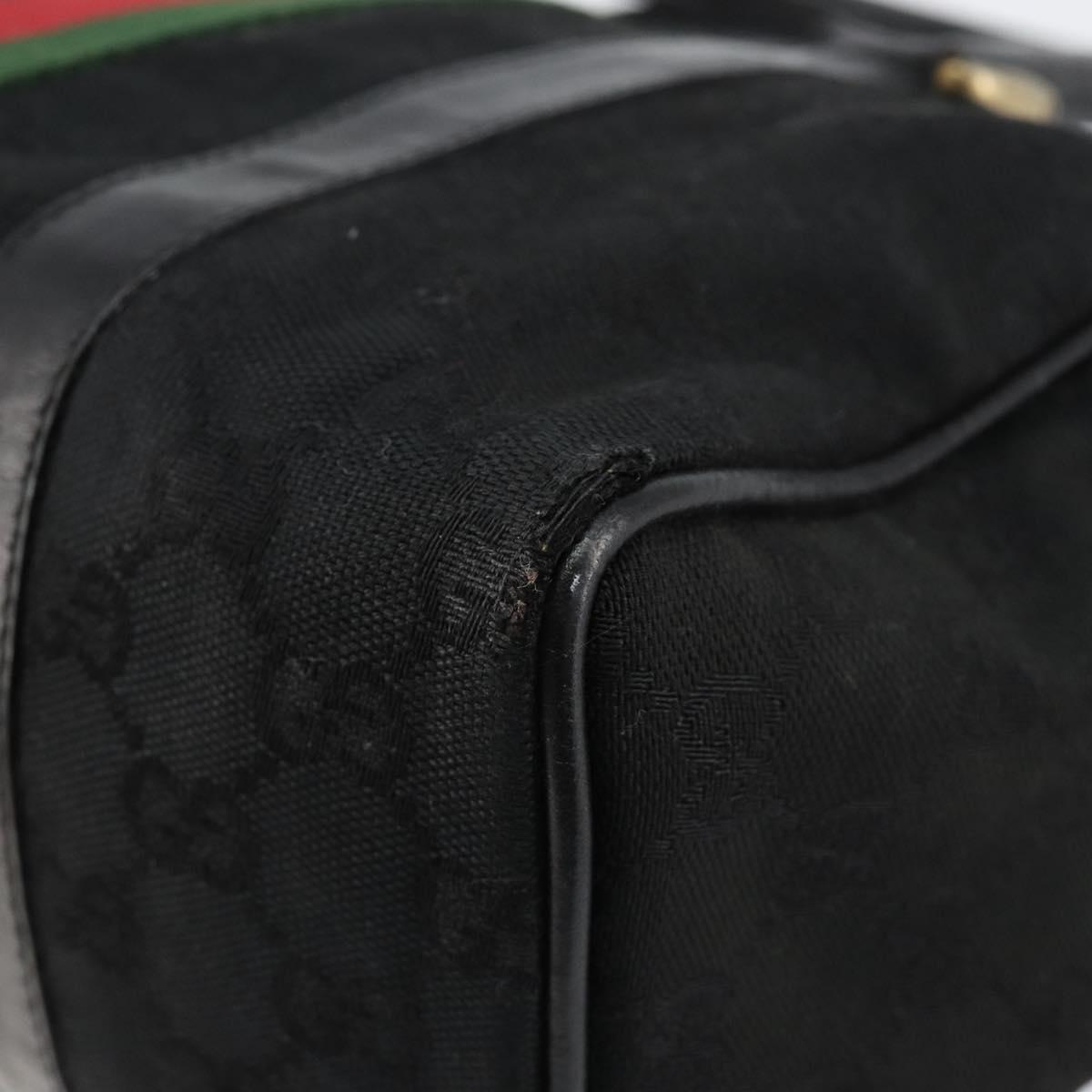 GUCCI GG Canvas Web Sherry Line Hand Bag Black Gold 012 3841 28 39 Auth am9487