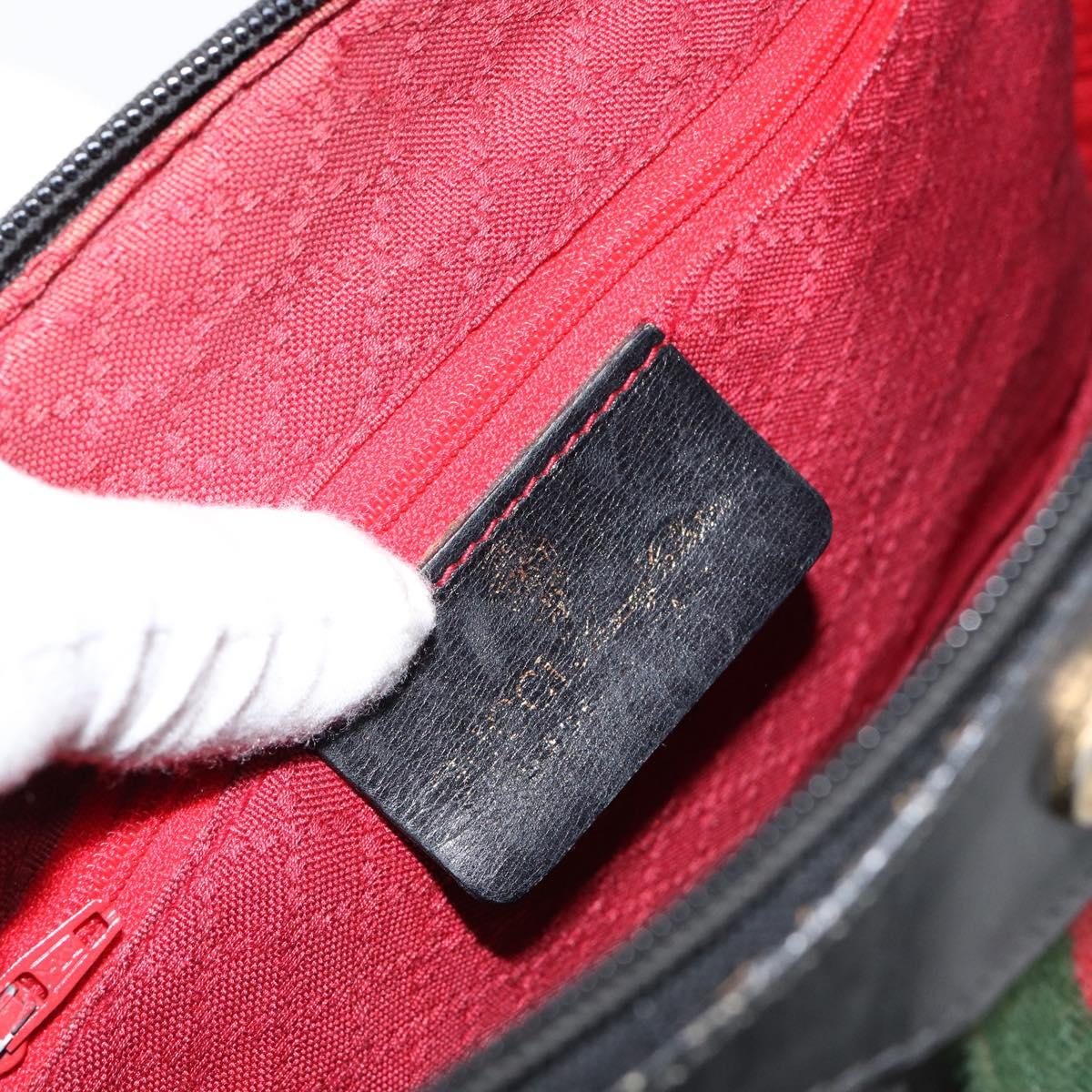 GUCCI GG Canvas Web Sherry Line Hand Bag Black Gold 012 3841 28 39 Auth am9487