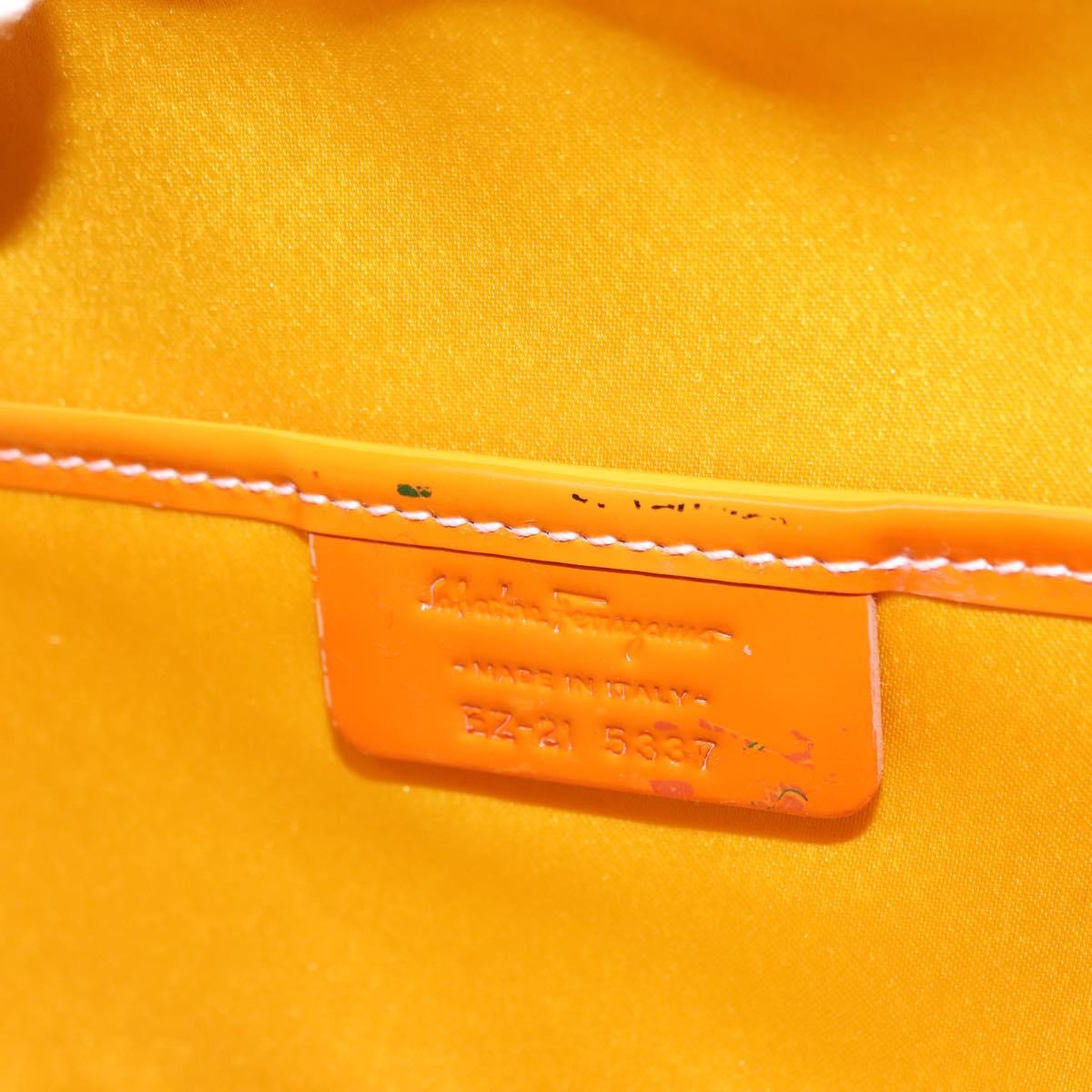 Salvatore Ferragamo Vala Hand Bag Rattan Leather Brown Silver Auth am9489