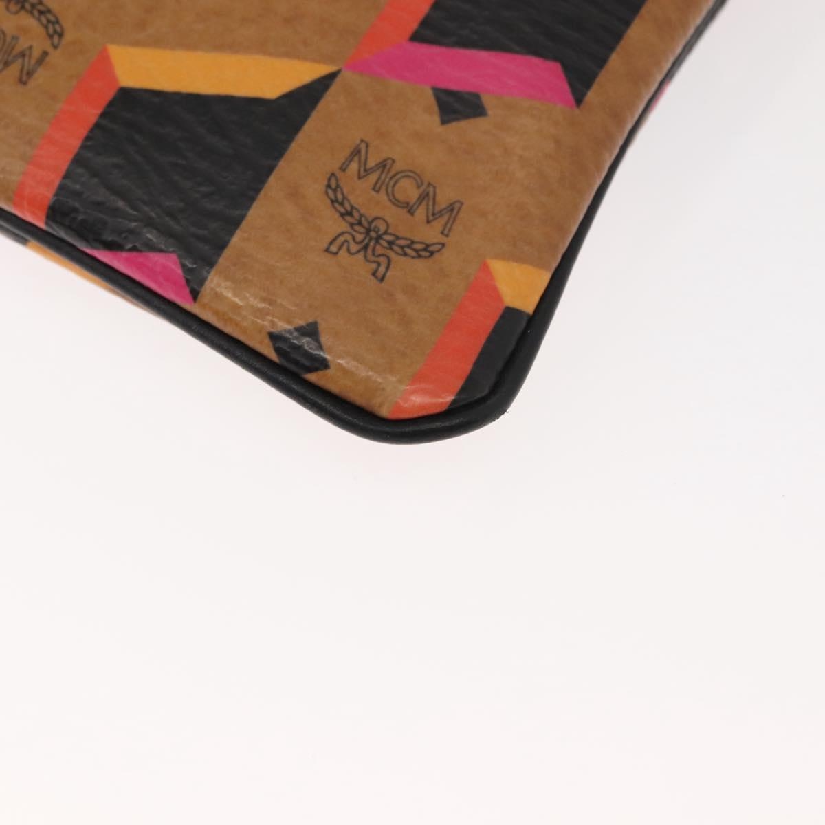 MCM Logogram Vicetos Clutch Bag PVC Leather Brown Auth am9490