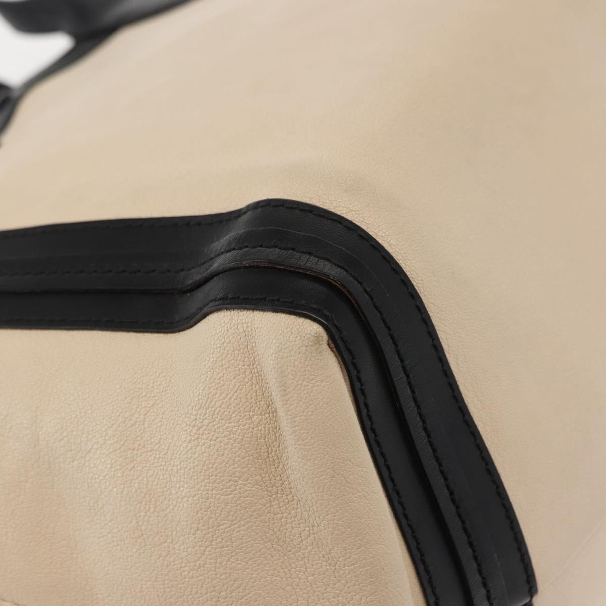 Chloe Alison Hand Bag Leather Ivory Black gold Auth am9491