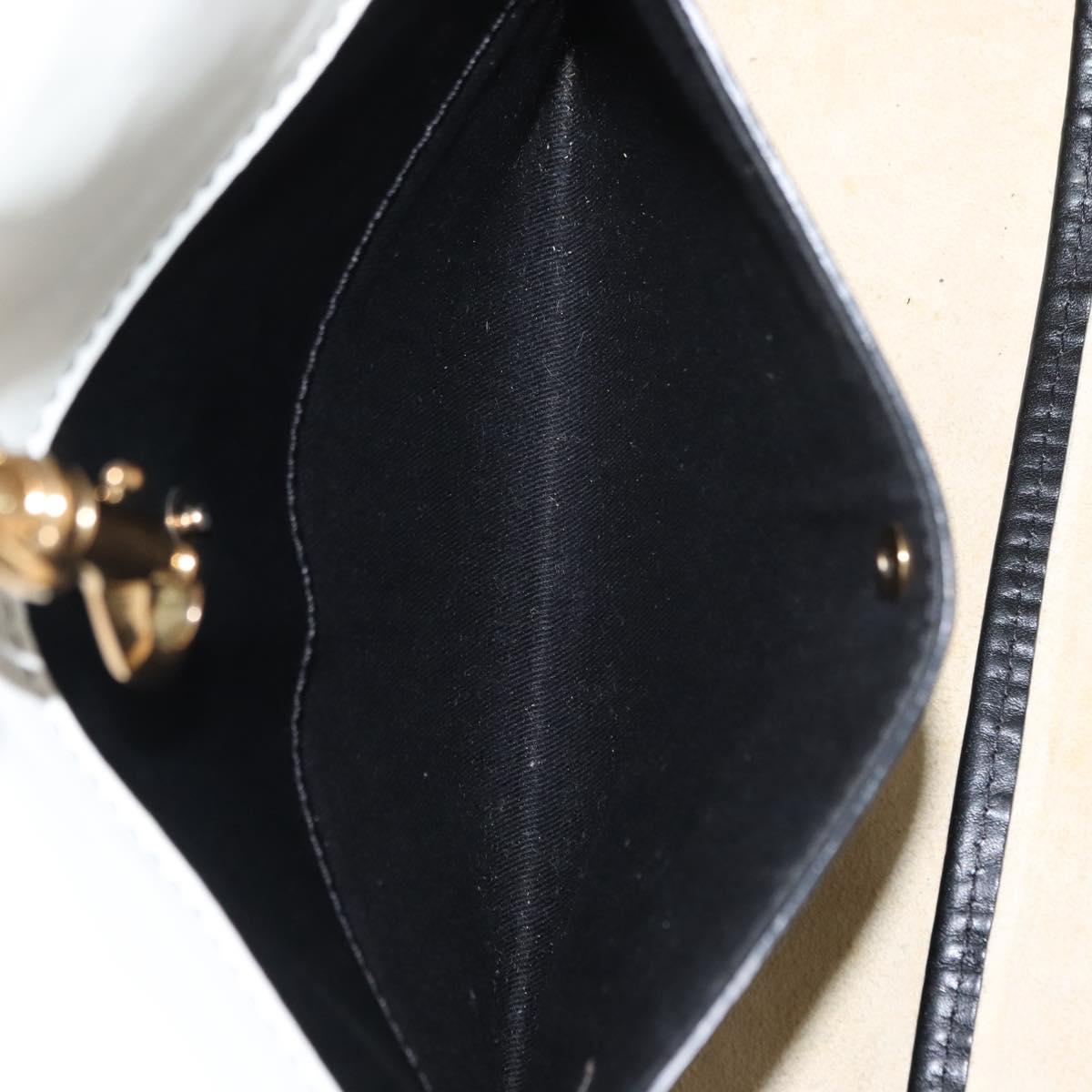 Chloe Alison Hand Bag Leather Ivory Black gold Auth am9491