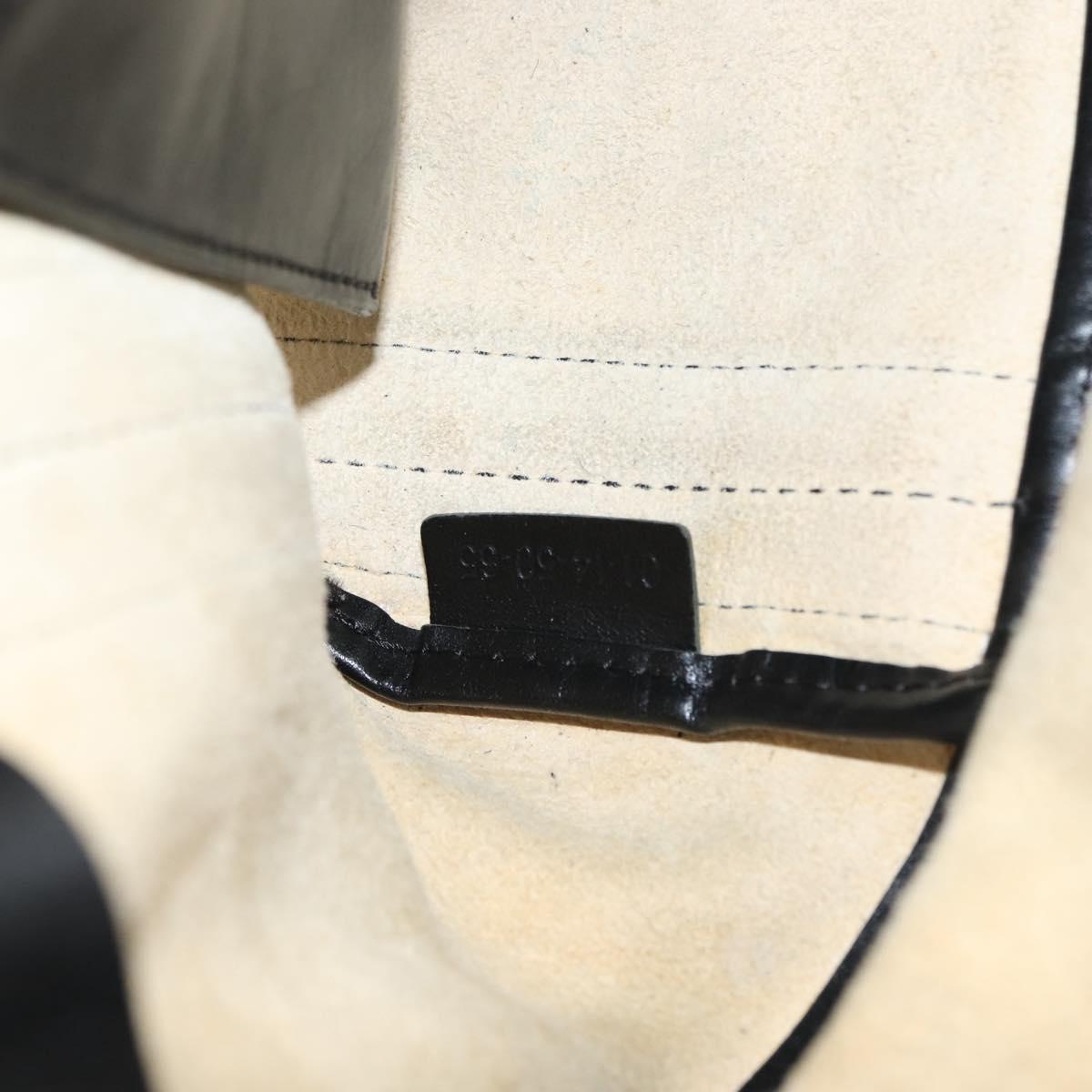 Chloe Alison Hand Bag Leather Ivory Black gold Auth am9491