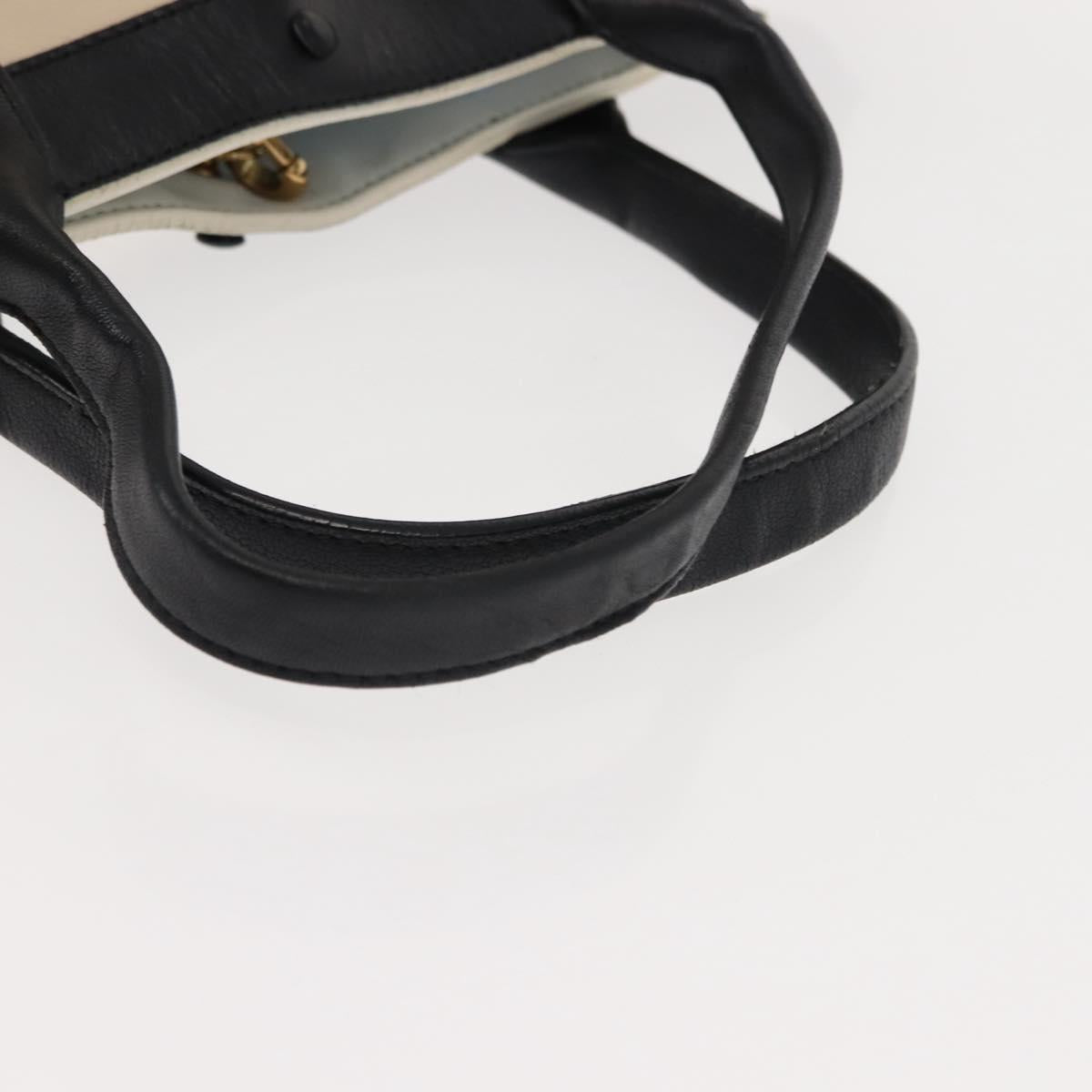 Chloe Alison Hand Bag Leather Ivory Black gold Auth am9491