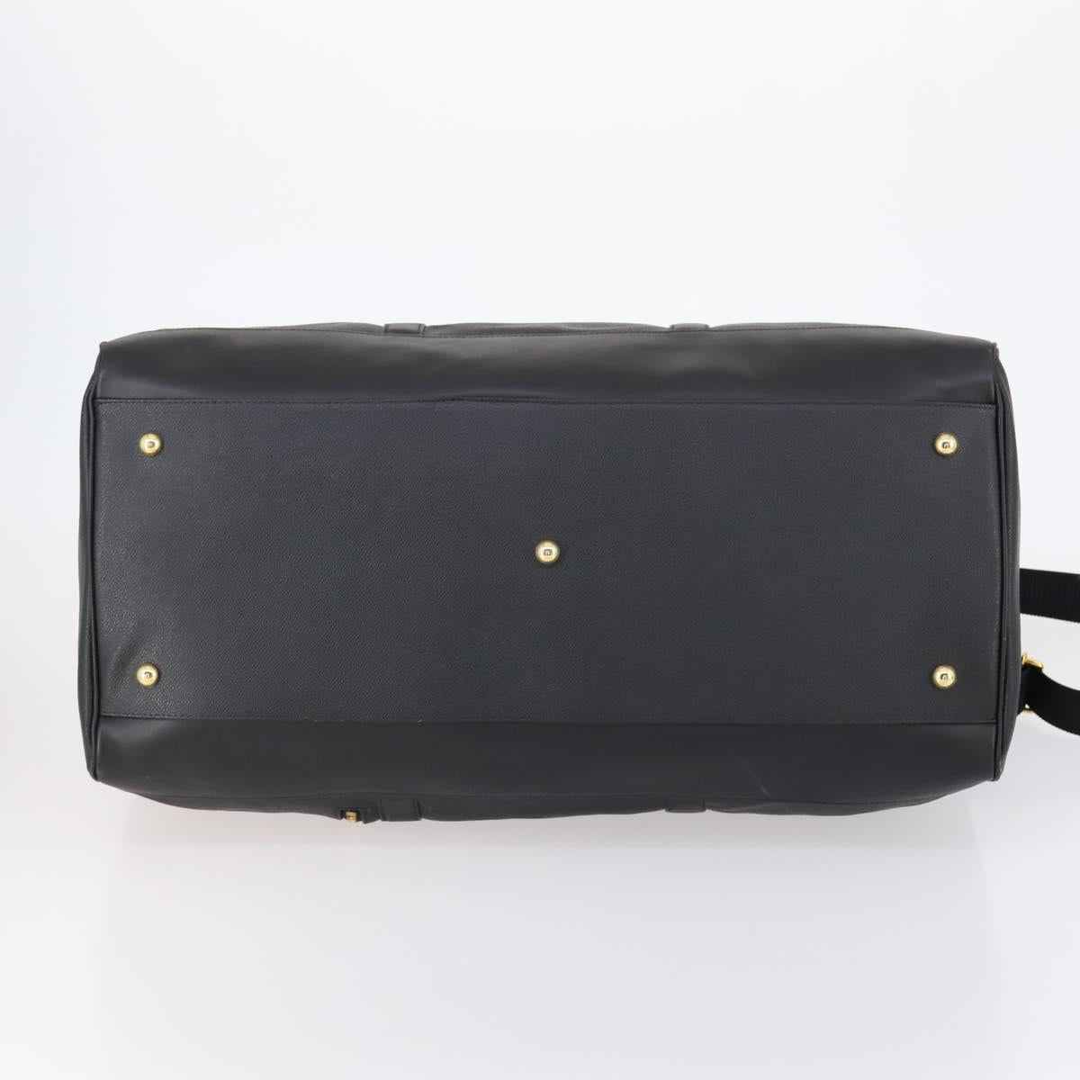 VERSACE Boston Bag Leather 2way Black Gold Auth am9495