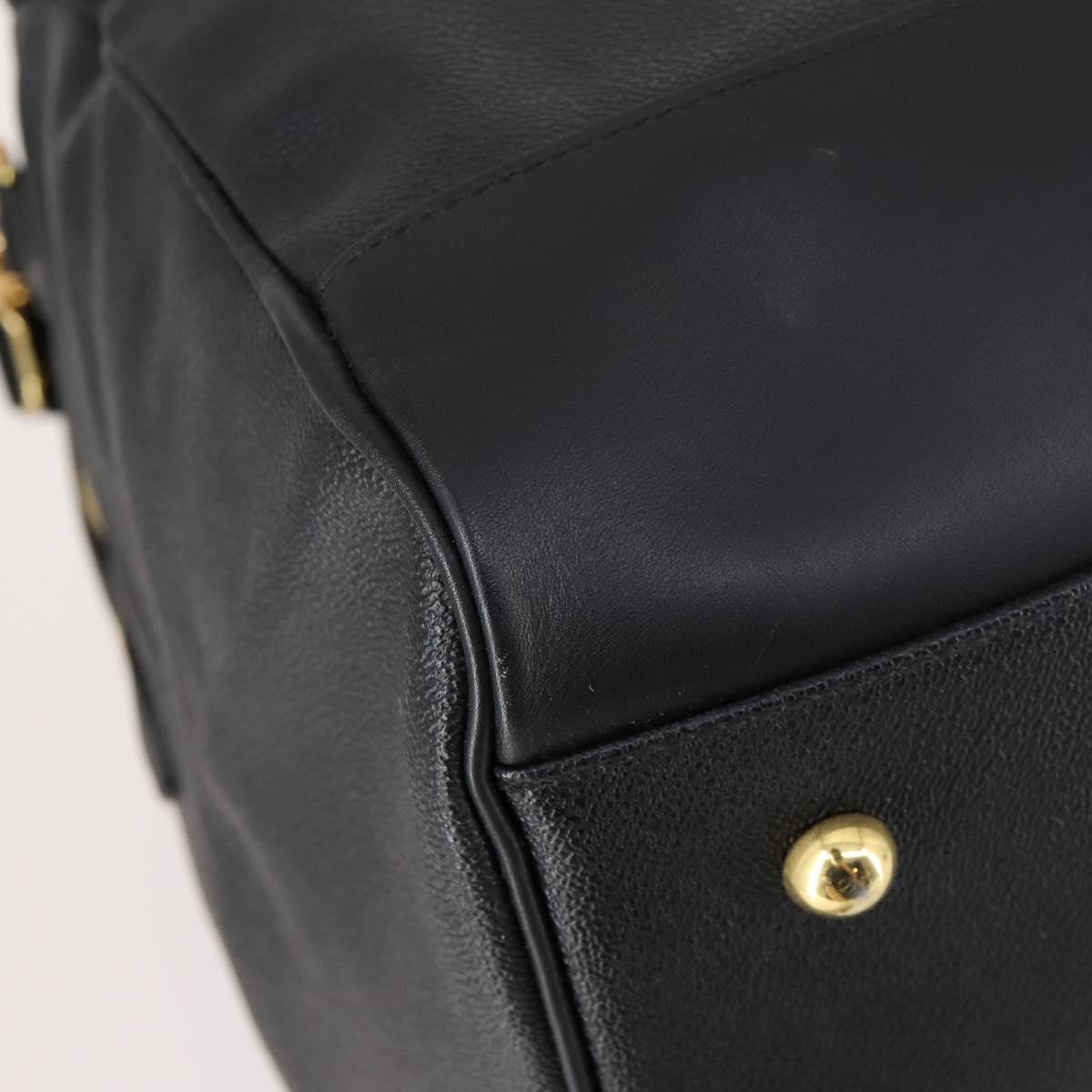 VERSACE Boston Bag Leather 2way Black Gold Auth am9495
