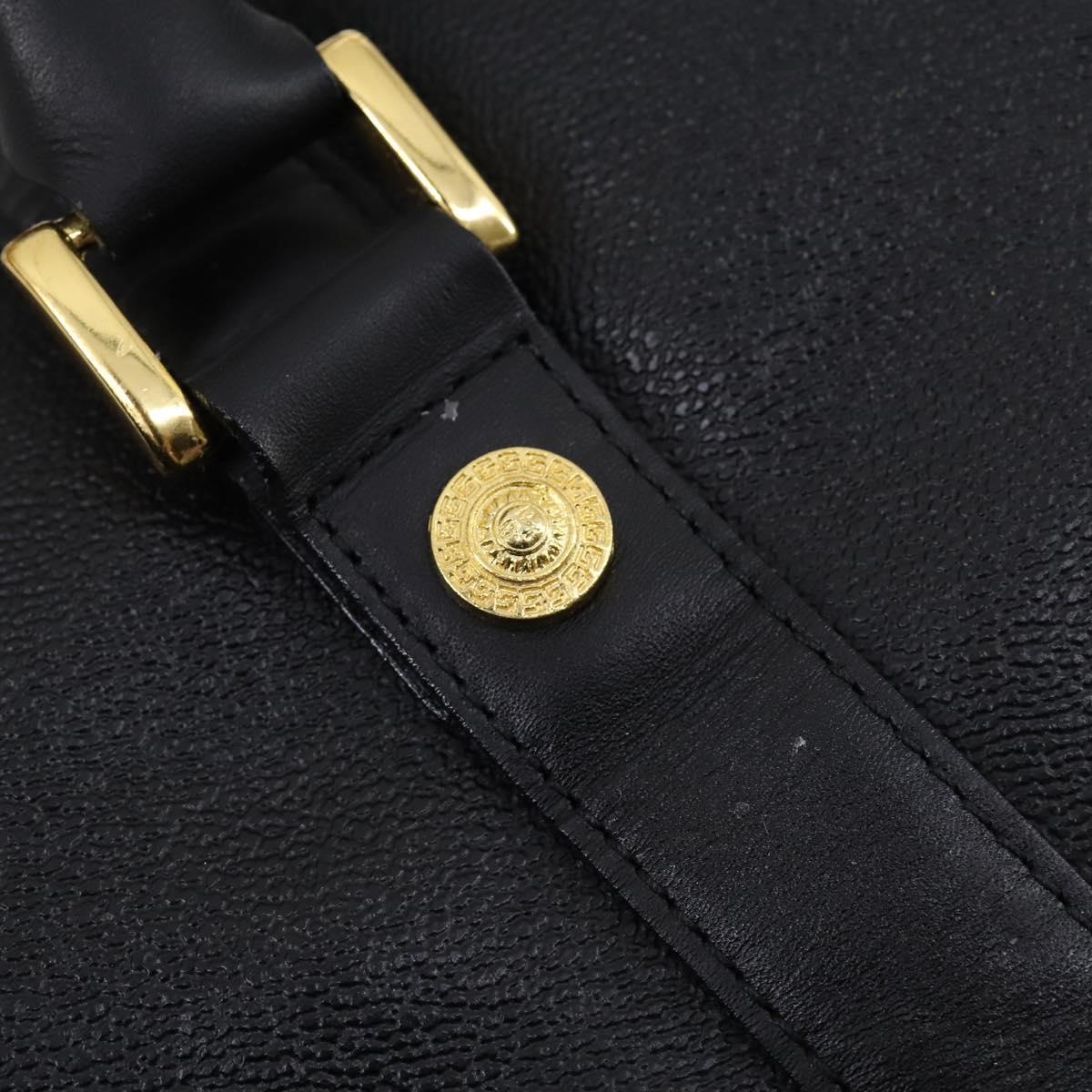 VERSACE Boston Bag Leather 2way Black Gold Auth am9495