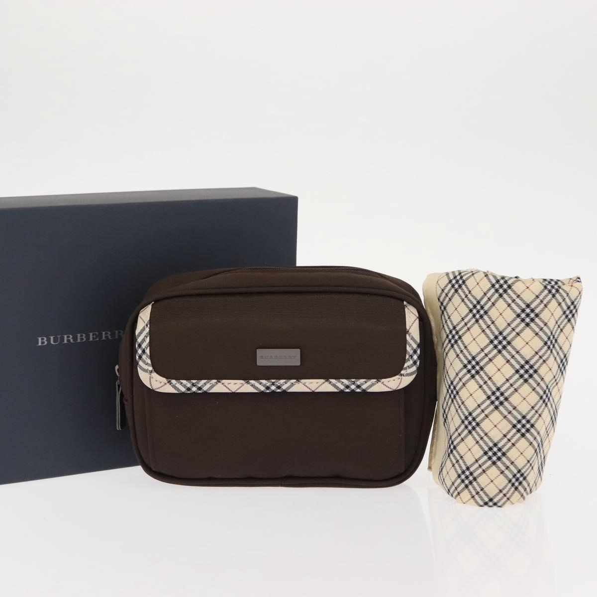 BURBERRY Nova Check Handkerchief Pouch Canvas 2Set Brown Beige Auth am9497