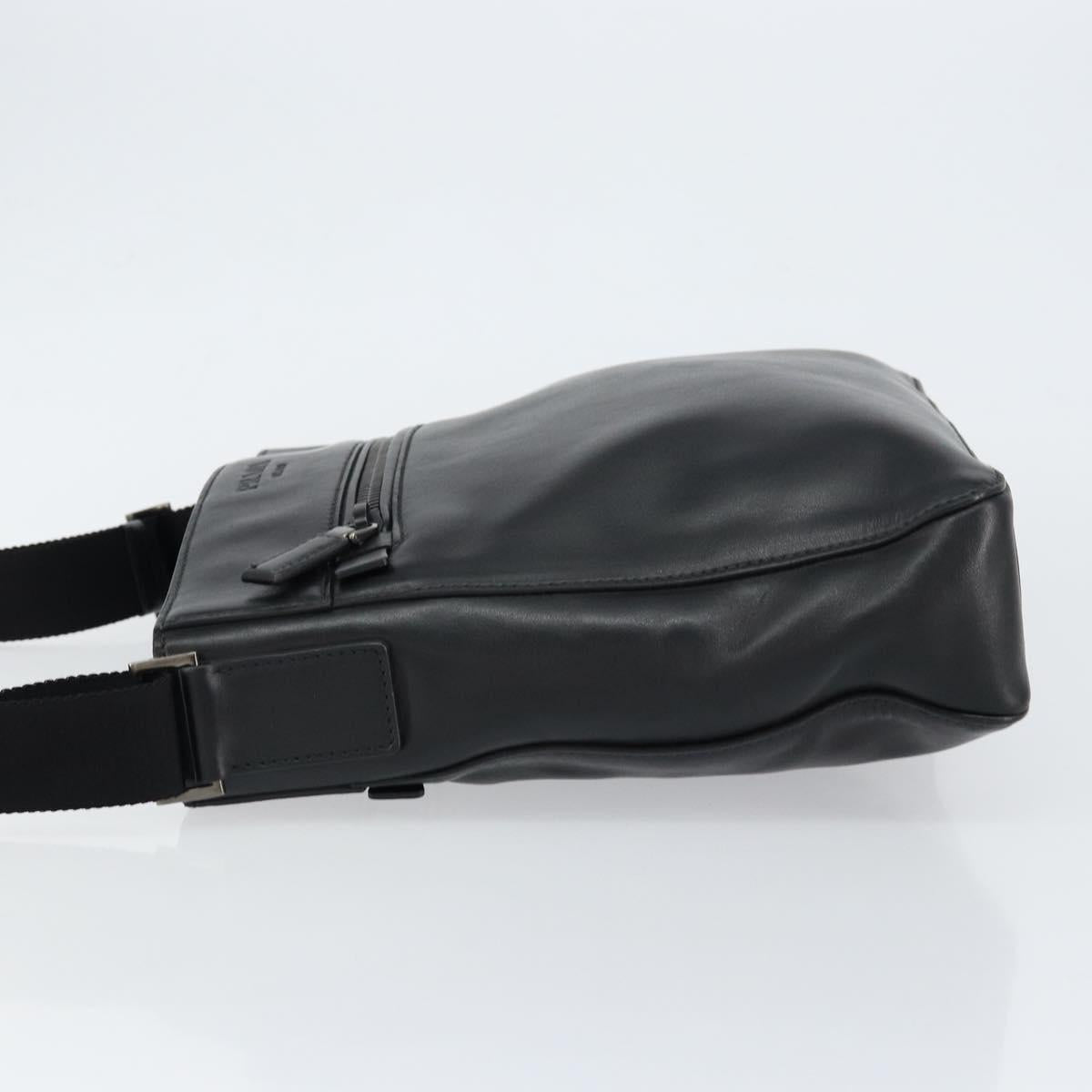 PRADA Shoulder Bag Leather Black Auth am9498V