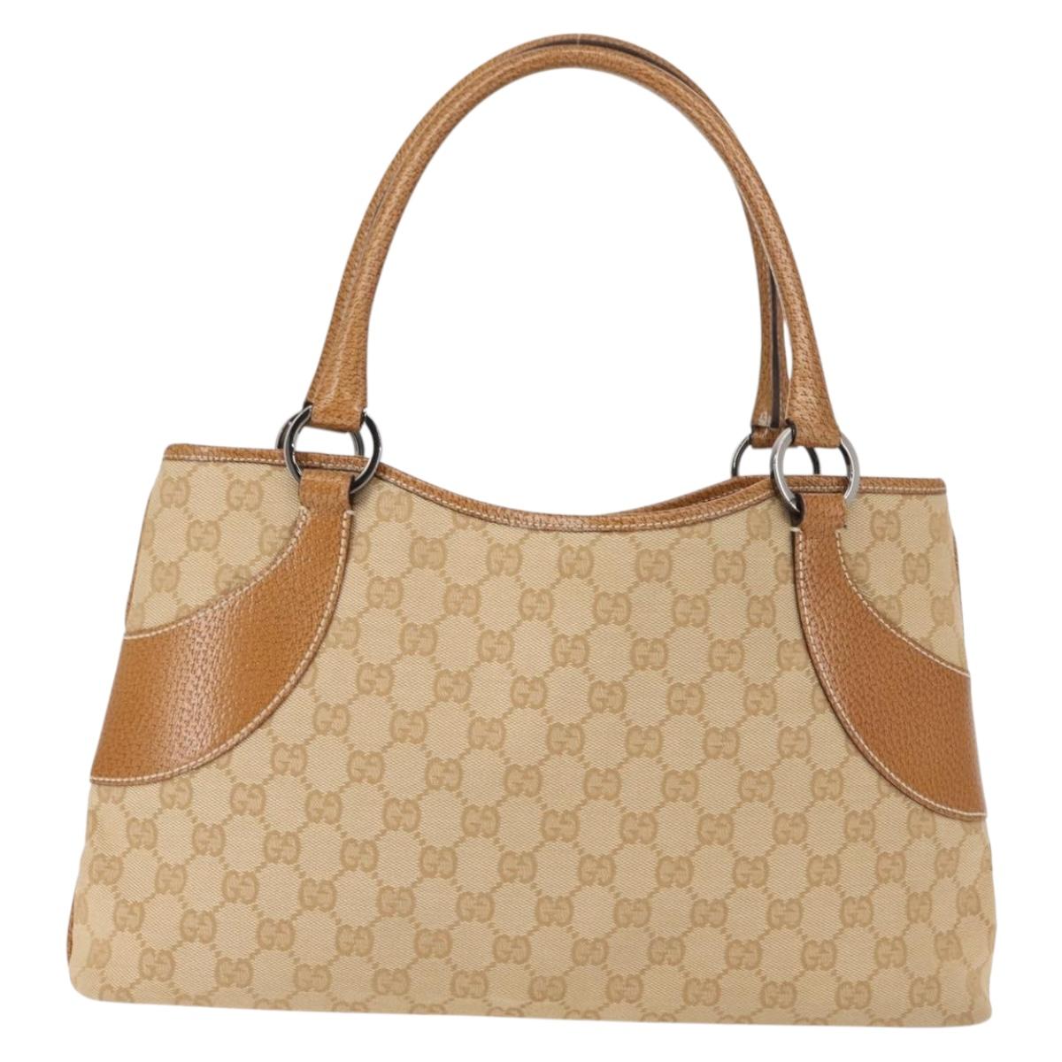 GUCCI GG Canvas Tote Bag Beige Brown 113015 Auth am9499V