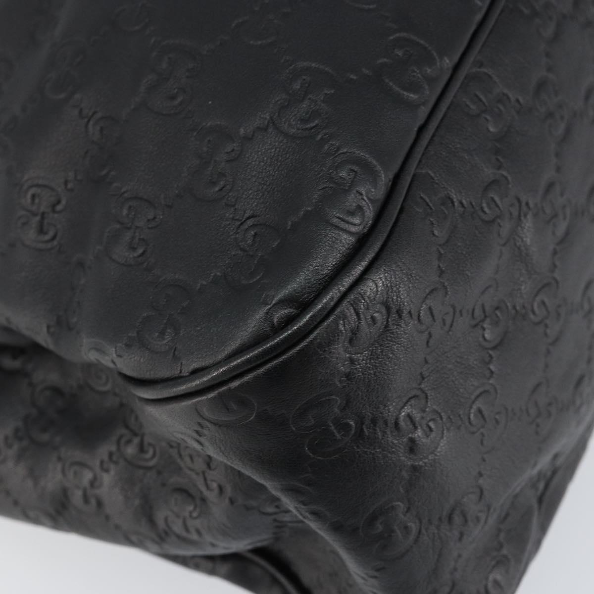 GUCCI GG Canvas Guccissima Tote Bag Leather Black Gold 296835 Auth am9501V