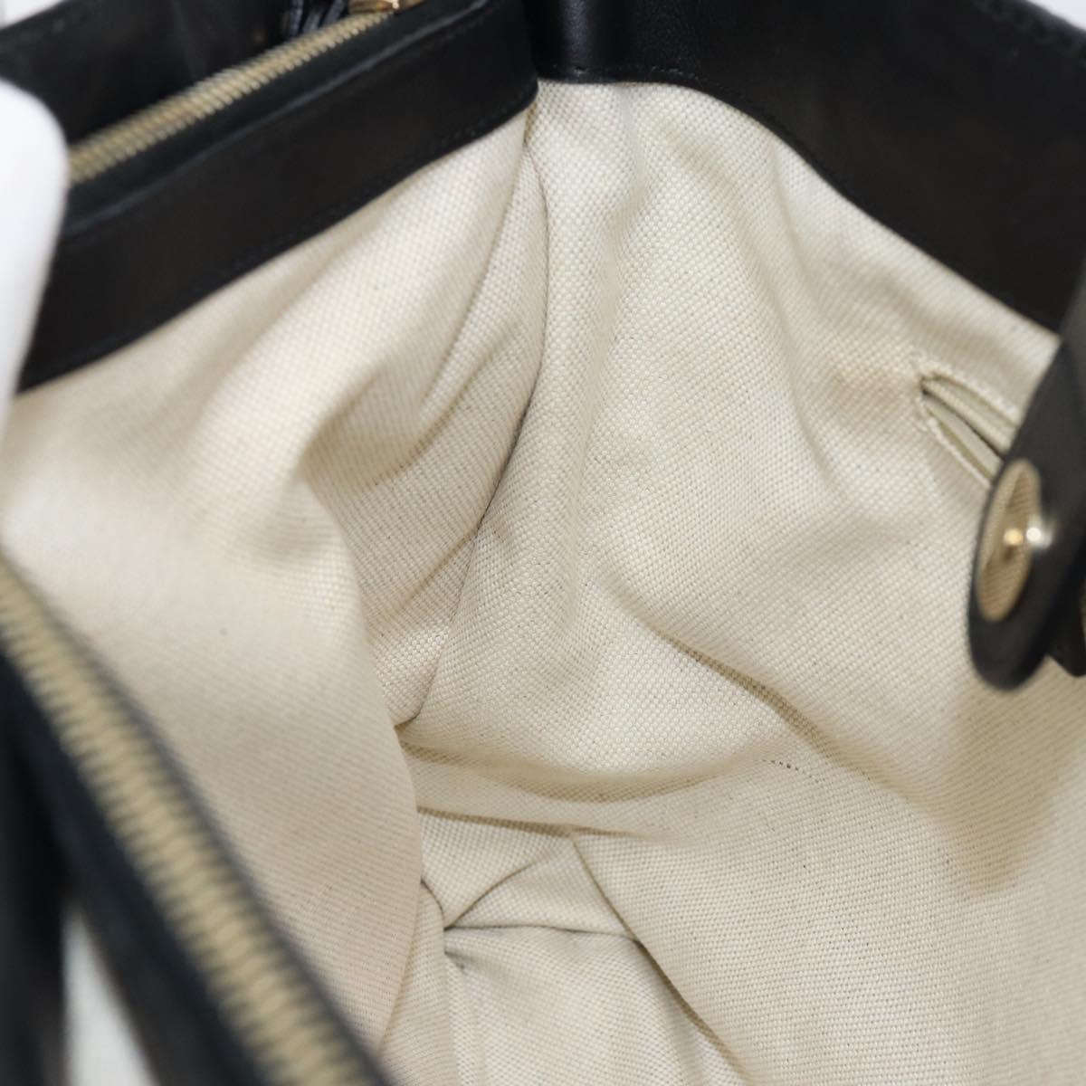 GUCCI GG Canvas Guccissima Tote Bag Leather Black Gold 296835 Auth am9501V