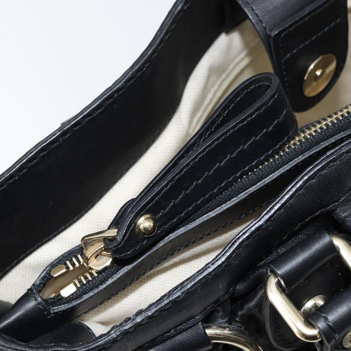 GUCCI GG Canvas Guccissima Tote Bag Leather Black Gold 296835 Auth am9501V