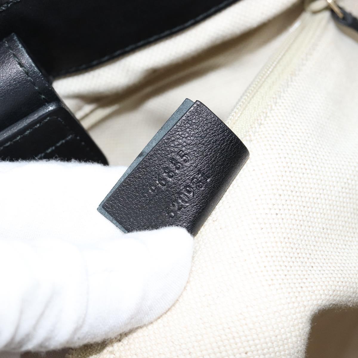 GUCCI GG Canvas Guccissima Tote Bag Leather Black Gold 296835 Auth am9501V