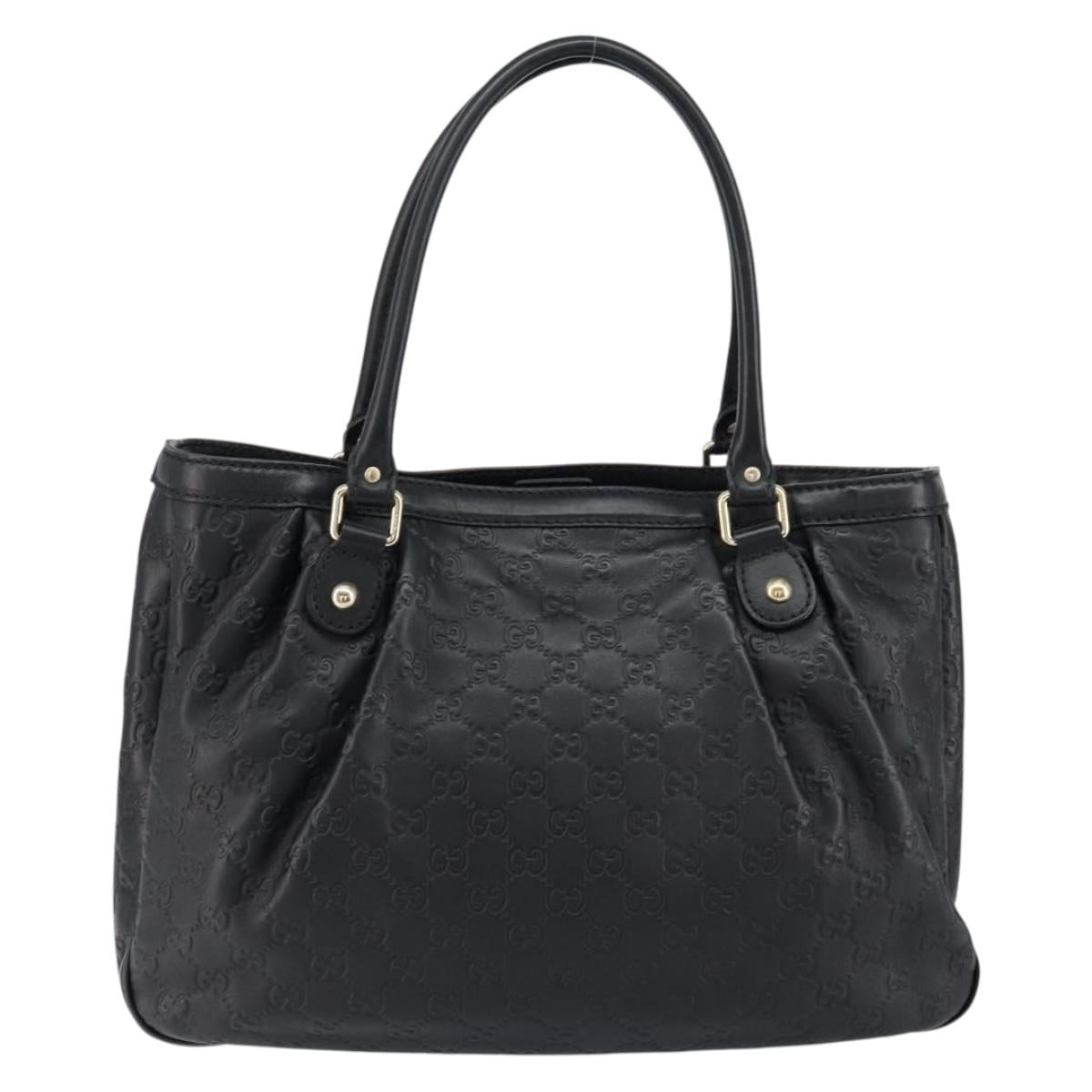 GUCCI GG Canvas Guccissima Tote Bag Leather Black Gold 296835 Auth am9501V