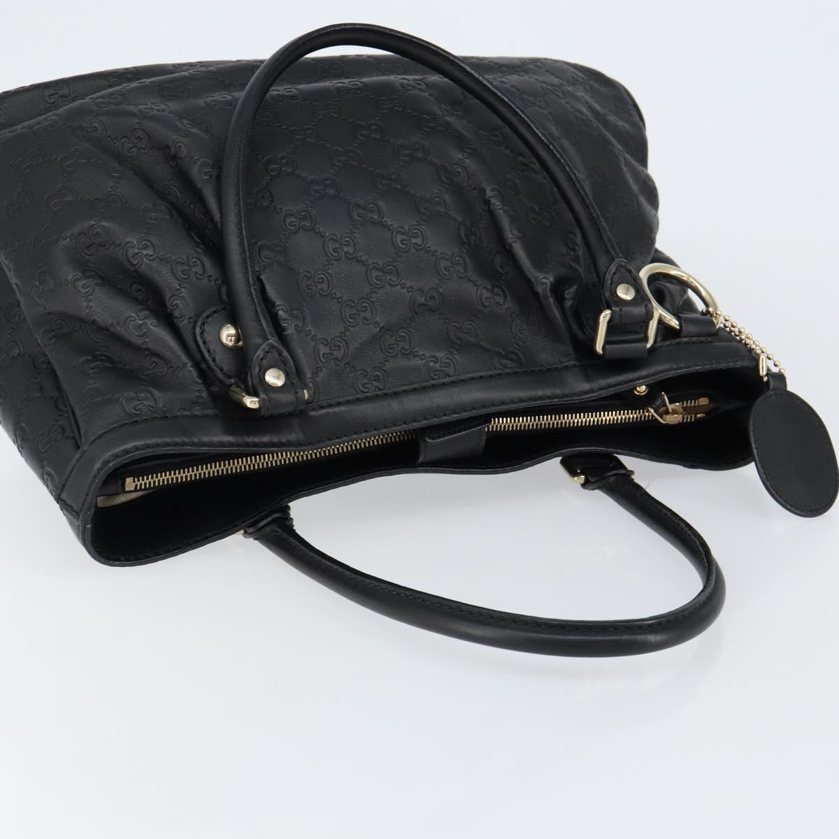 GUCCI GG Canvas Guccissima Tote Bag Leather Black Gold 296835 Auth am9501V