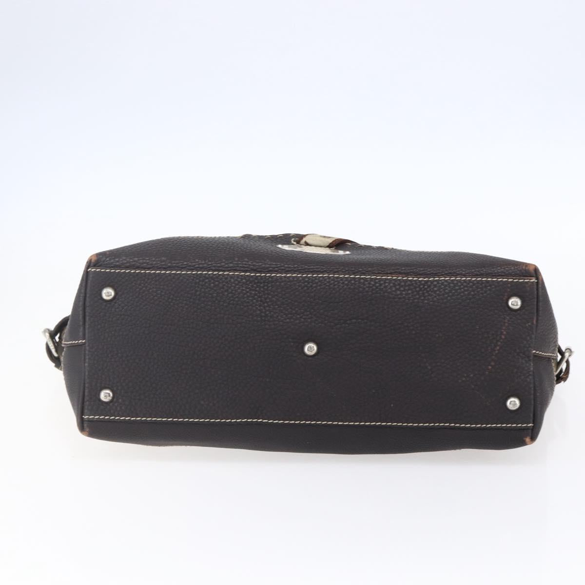 FENDI Zucca Canvas Celeria Tote Bag Black Brown Silver Auth am9502