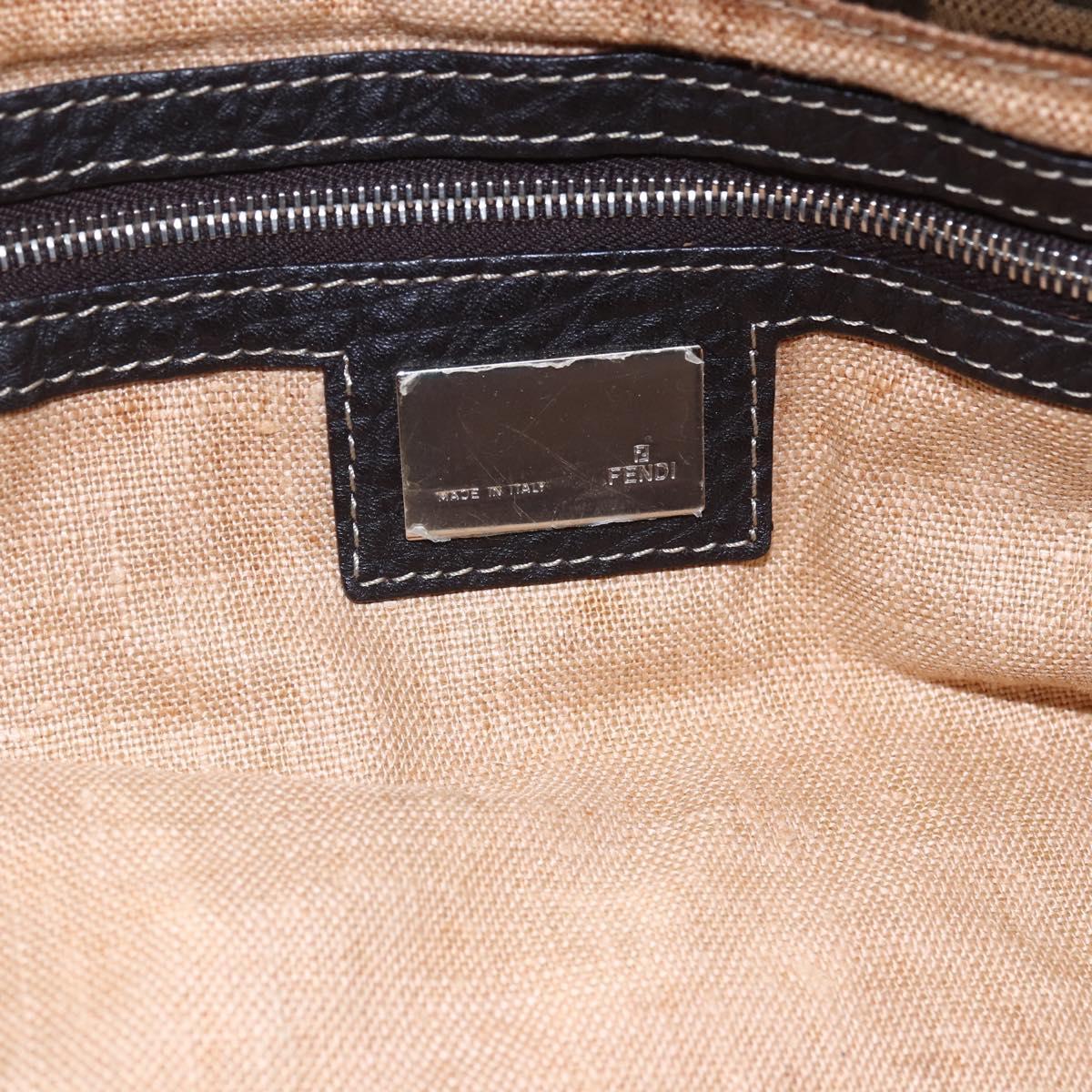 FENDI Zucca Canvas Celeria Tote Bag Black Brown Silver Auth am9502