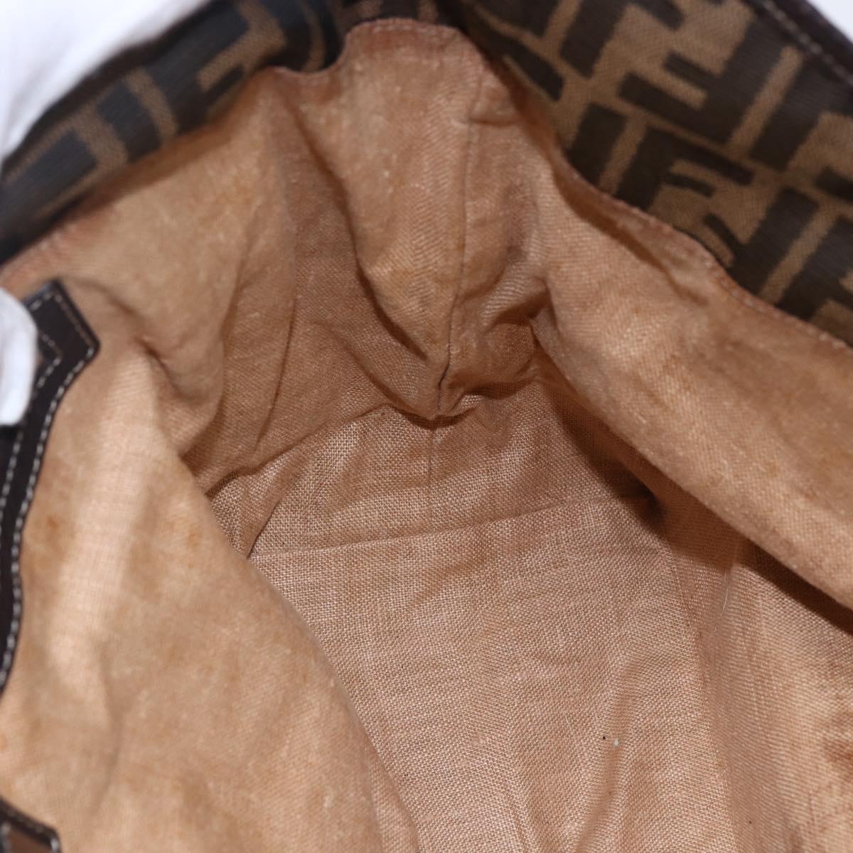 FENDI Zucca Canvas Celeria Tote Bag Black Brown Silver Auth am9502