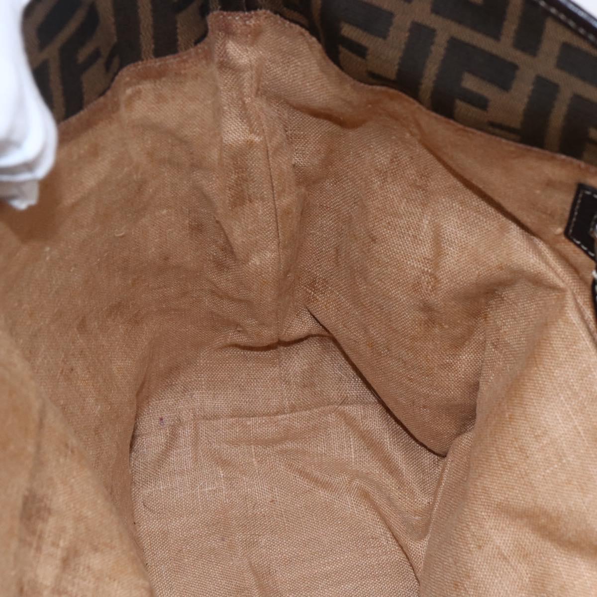 FENDI Zucca Canvas Celeria Tote Bag Black Brown Silver Auth am9502