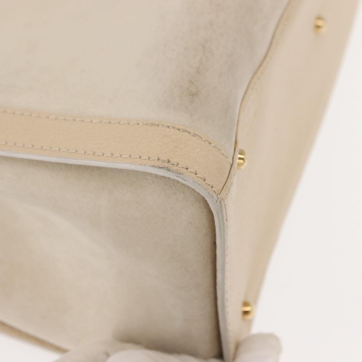 GUCCI Bamboo Hand Bag Suede Light Beige Gold 002 2853 0260 0 Auth am9506