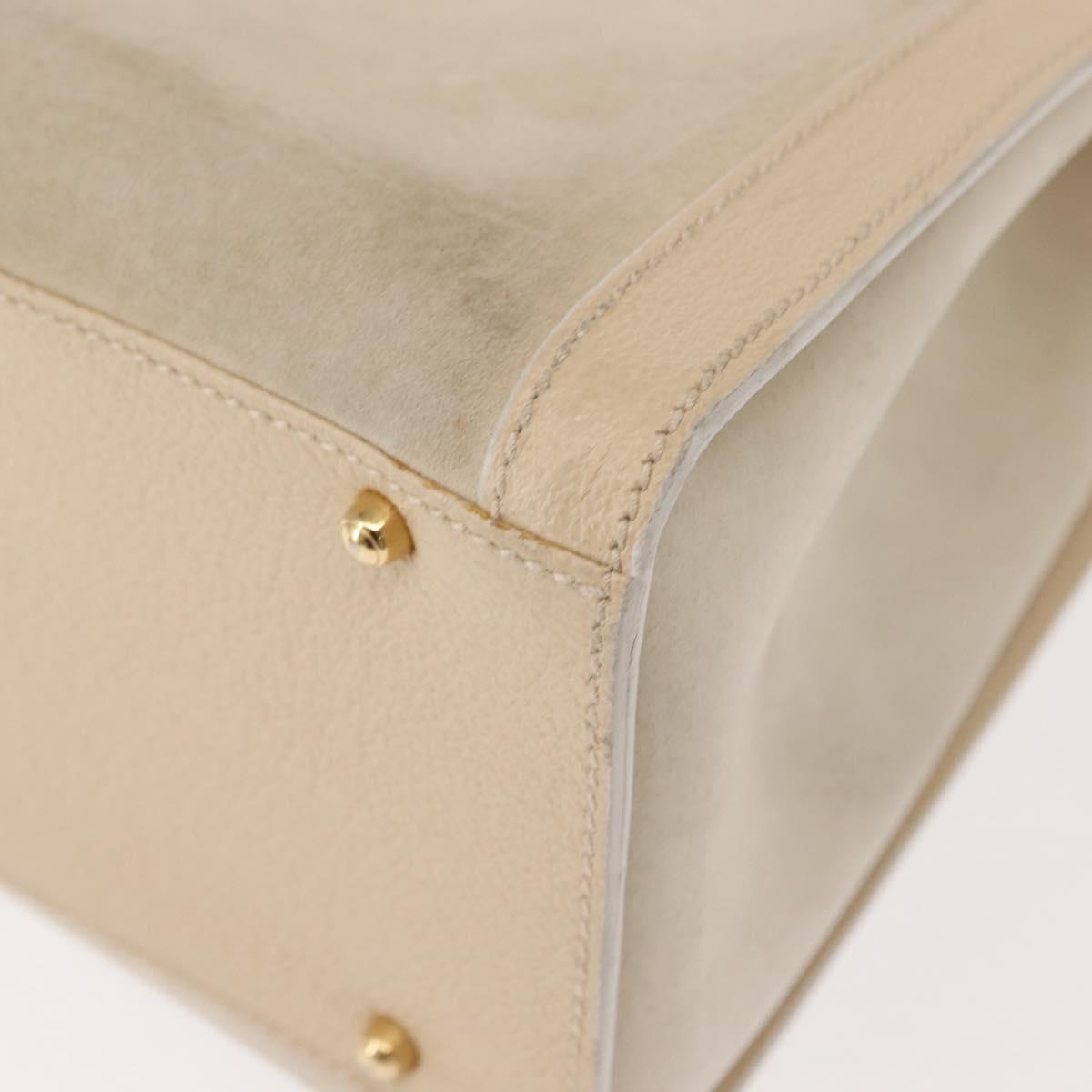 GUCCI Bamboo Hand Bag Suede Light Beige Gold 002 2853 0260 0 Auth am9506