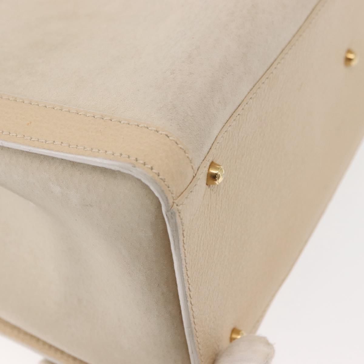 GUCCI Bamboo Hand Bag Suede Light Beige Gold 002 2853 0260 0 Auth am9506