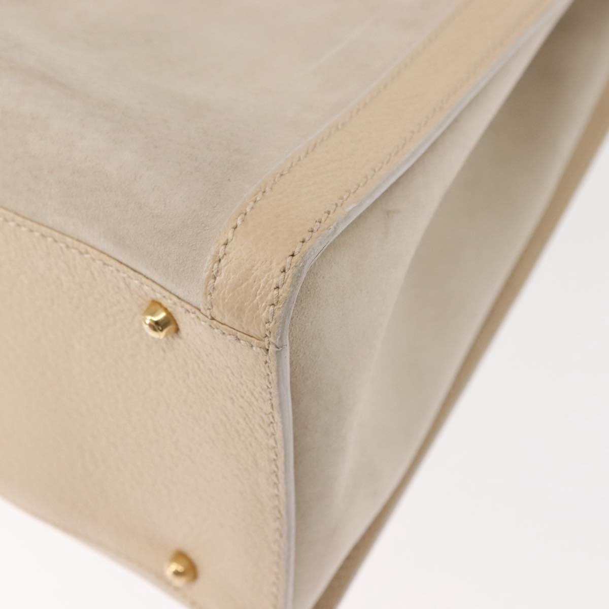 GUCCI Bamboo Hand Bag Suede Light Beige Gold 002 2853 0260 0 Auth am9506