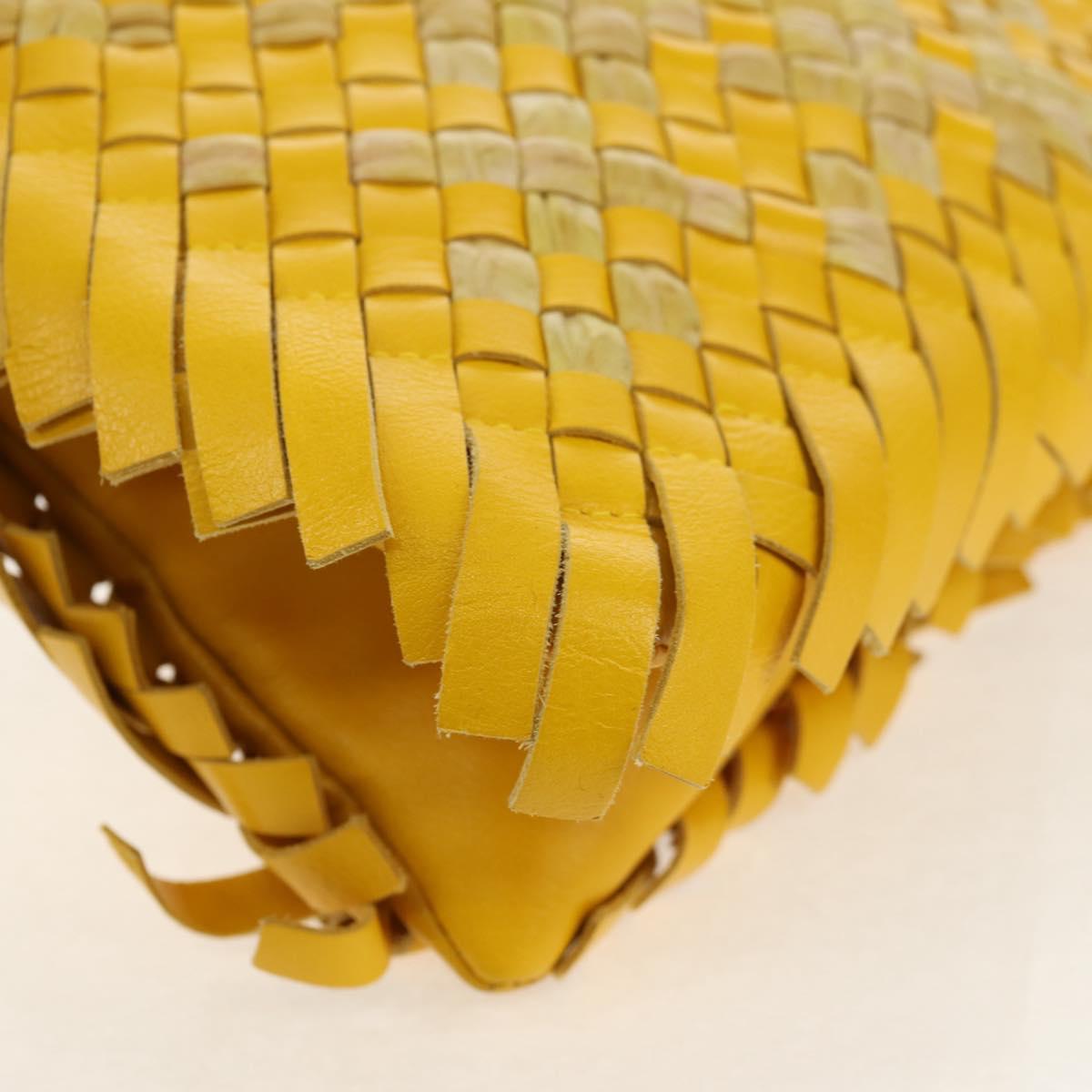 BOTTEGA VENETA INTRECCIATO Shoulder Bag Leather Yellow 239897 Auth am9513V