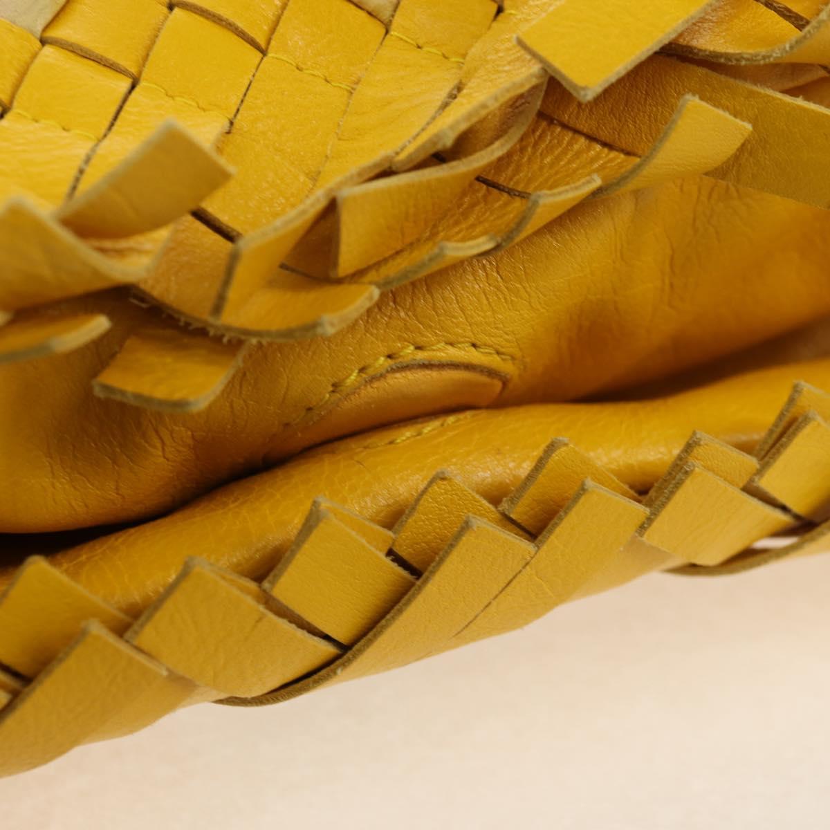 BOTTEGA VENETA INTRECCIATO Shoulder Bag Leather Yellow 239897 Auth am9513V