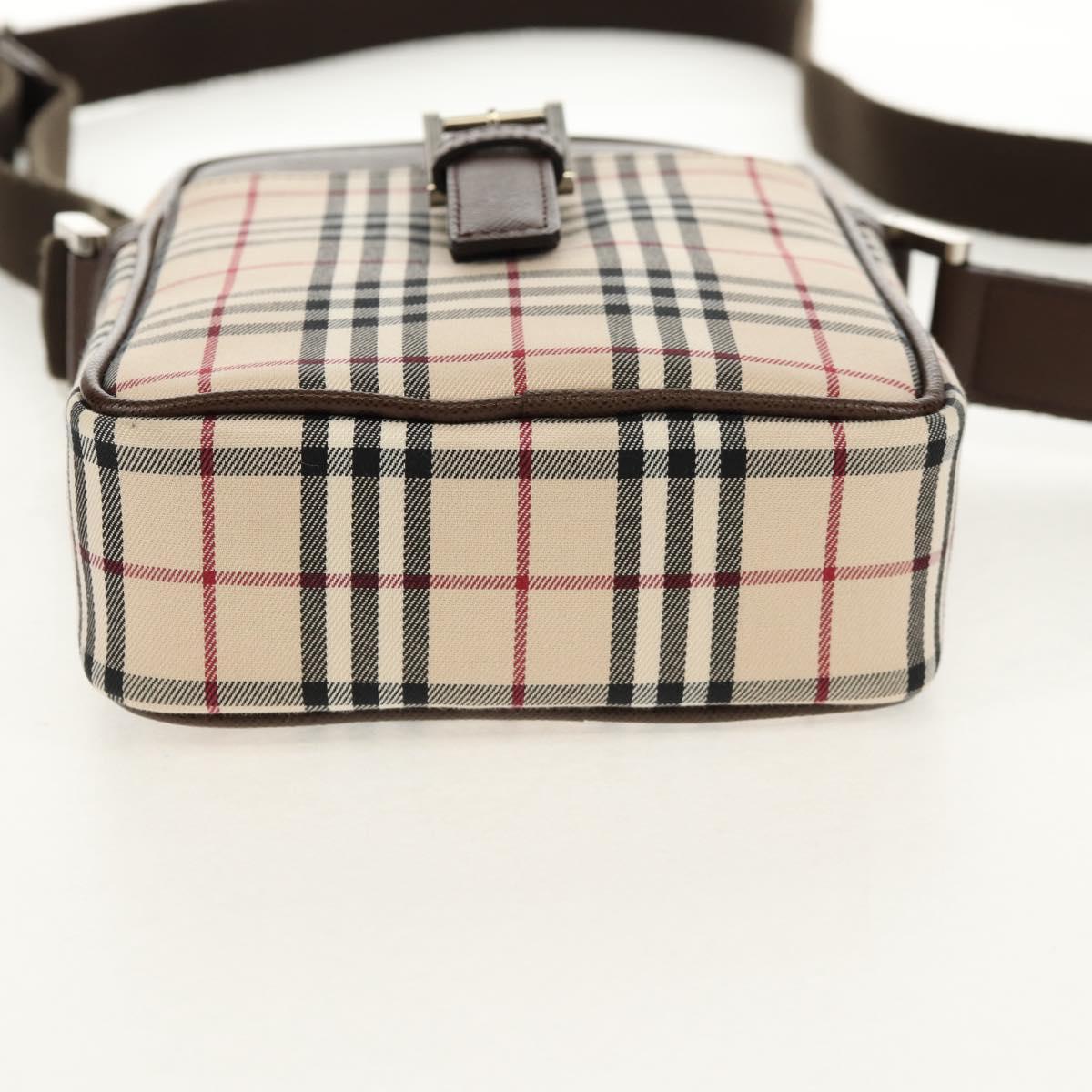 BURBERRY Nova Check Shoulder Bag Canvas Beige Silver Auth am9514V