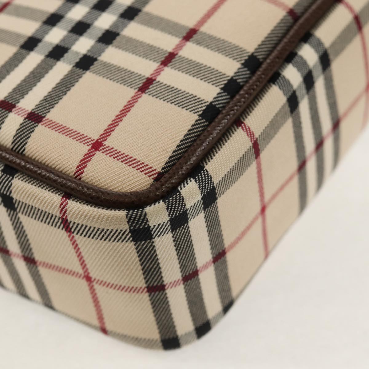 BURBERRY Nova Check Shoulder Bag Canvas Beige Silver Auth am9514V