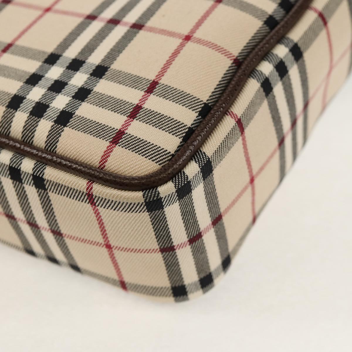 BURBERRY Nova Check Shoulder Bag Canvas Beige Silver Auth am9514V