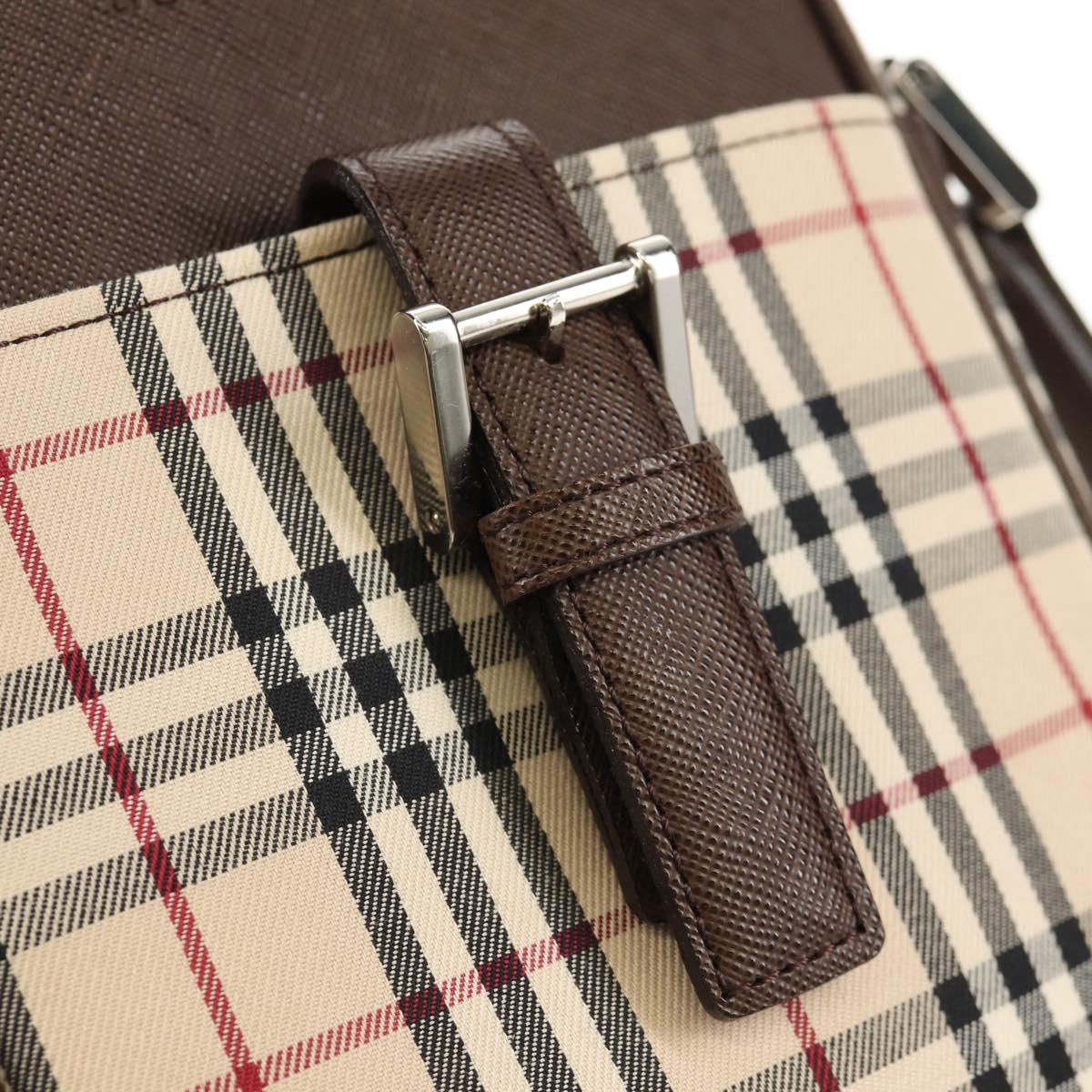 BURBERRY Nova Check Shoulder Bag Canvas Beige Silver Auth am9514V