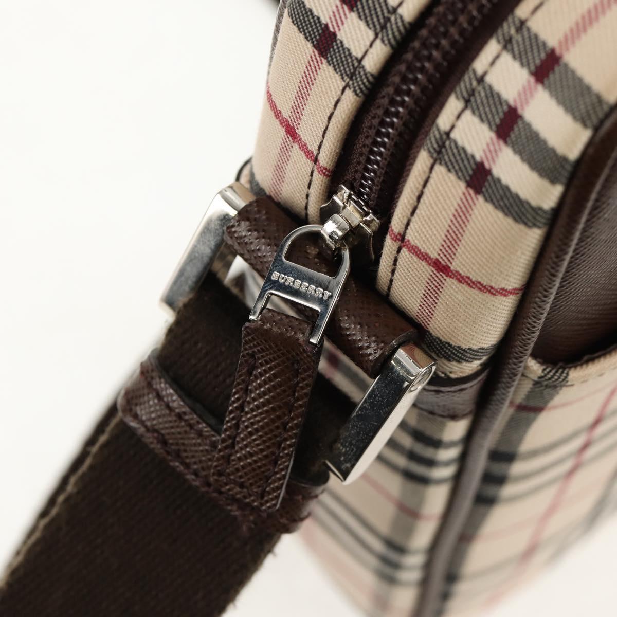 BURBERRY Nova Check Shoulder Bag Canvas Beige Silver Auth am9514V