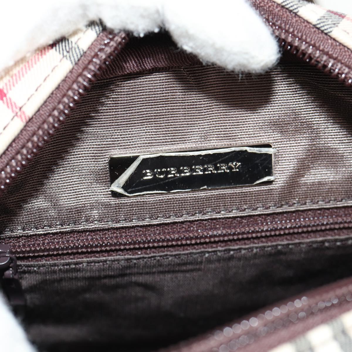 BURBERRY Nova Check Shoulder Bag Canvas Beige Silver Auth am9514V