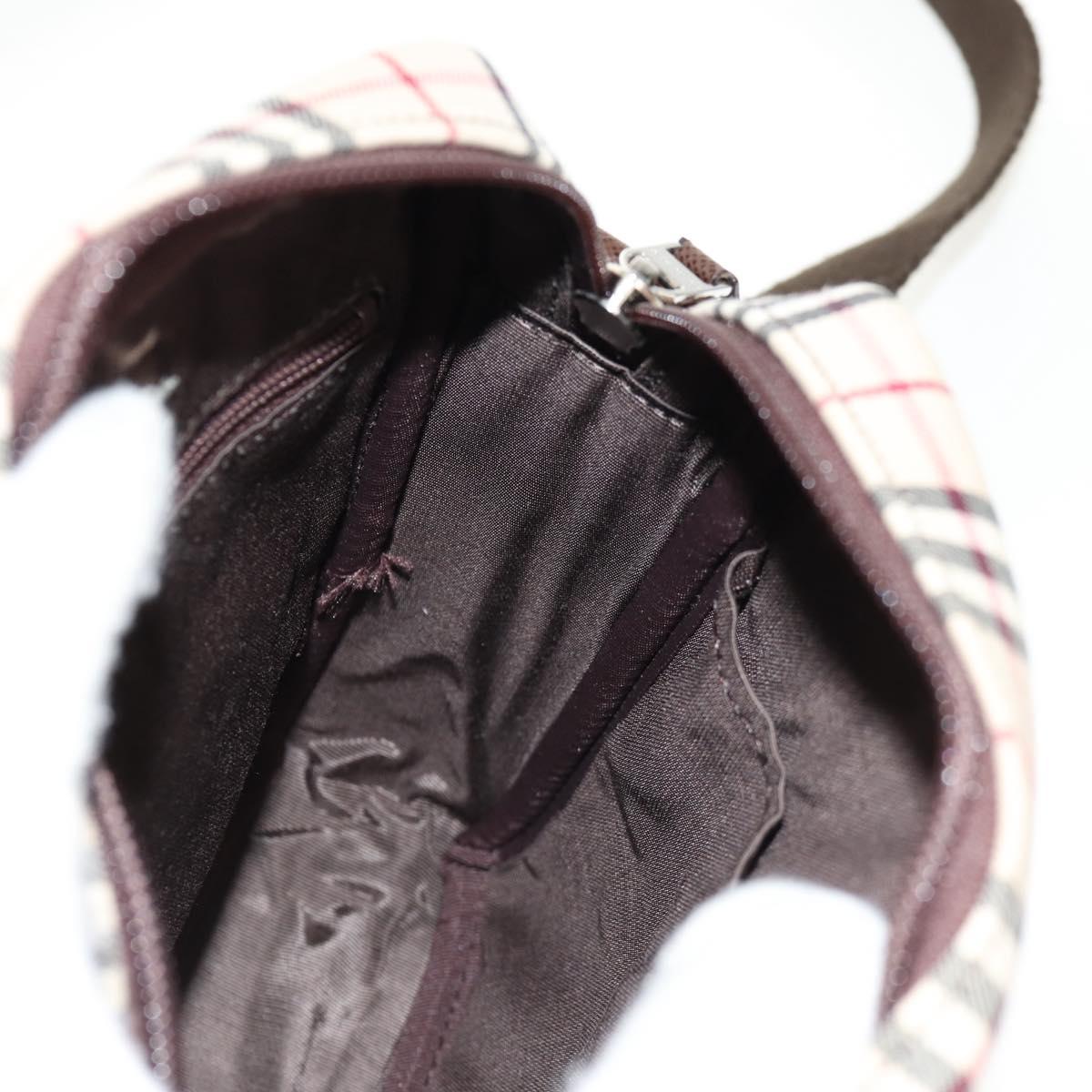 BURBERRY Nova Check Shoulder Bag Canvas Beige Silver Auth am9514V