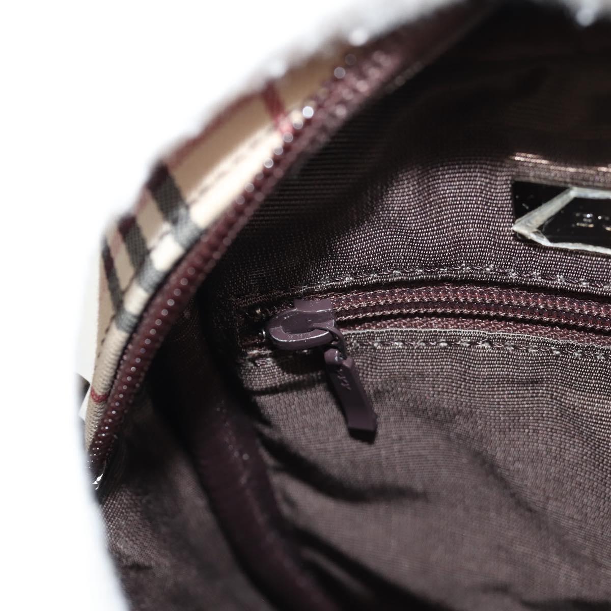 BURBERRY Nova Check Shoulder Bag Canvas Beige Silver Auth am9514V