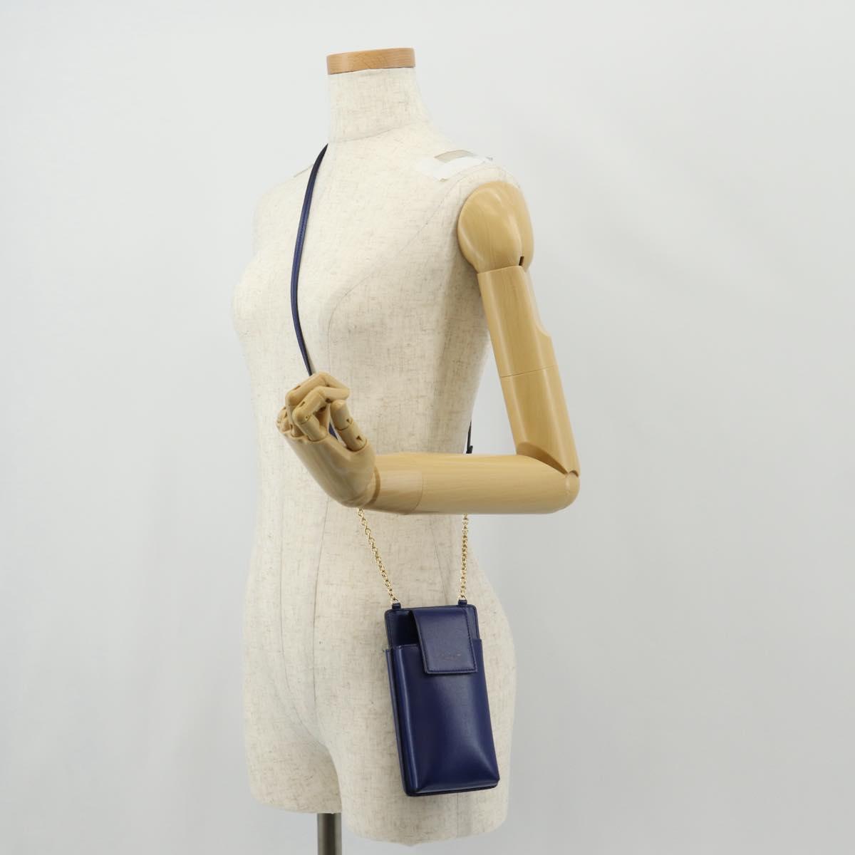 Salvatore Ferragamo Vara Chain Shoulder Phone Case Vala Blue Auth am9515V