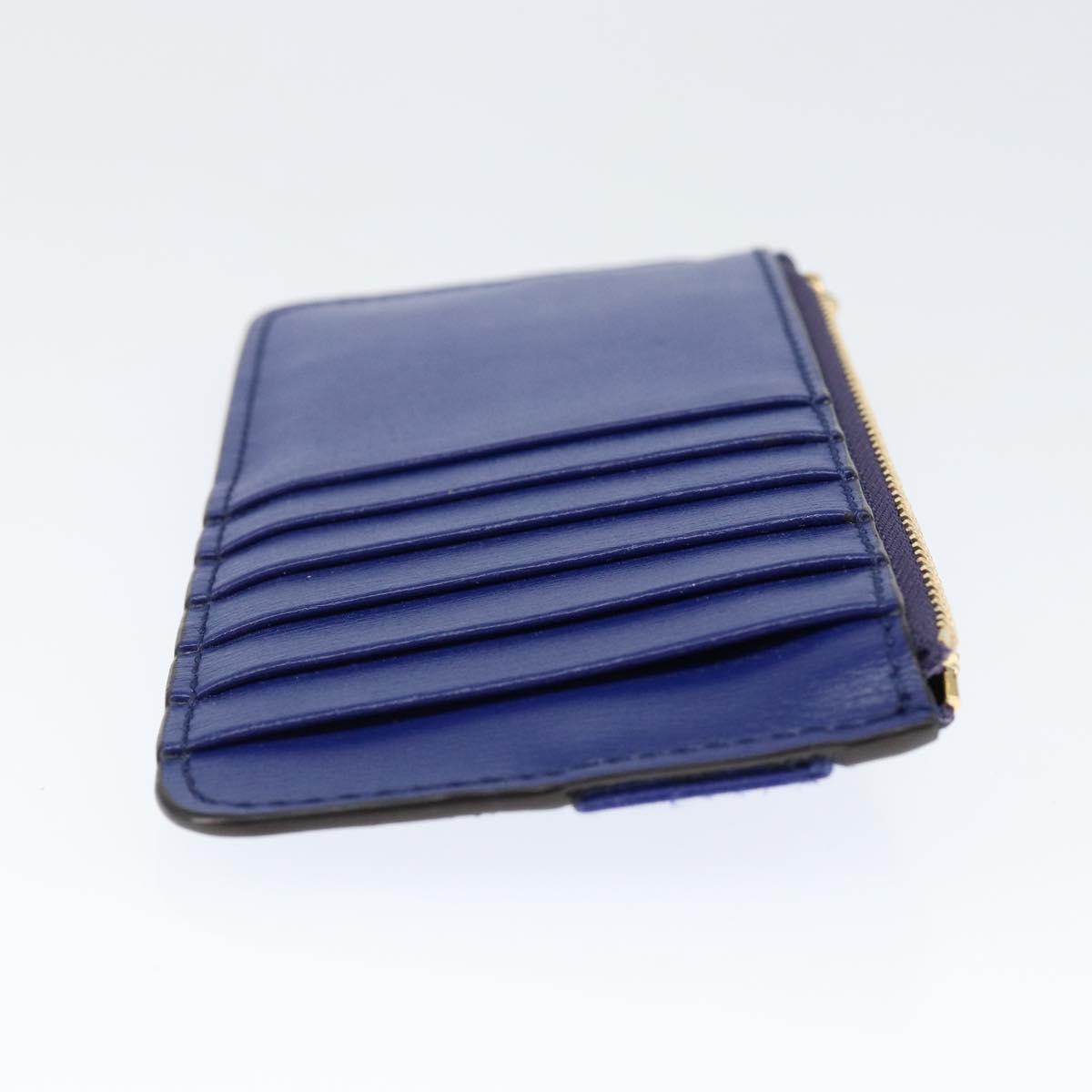 Salvatore Ferragamo Card Case Coin Purse Leather Blue Auth am9516V
