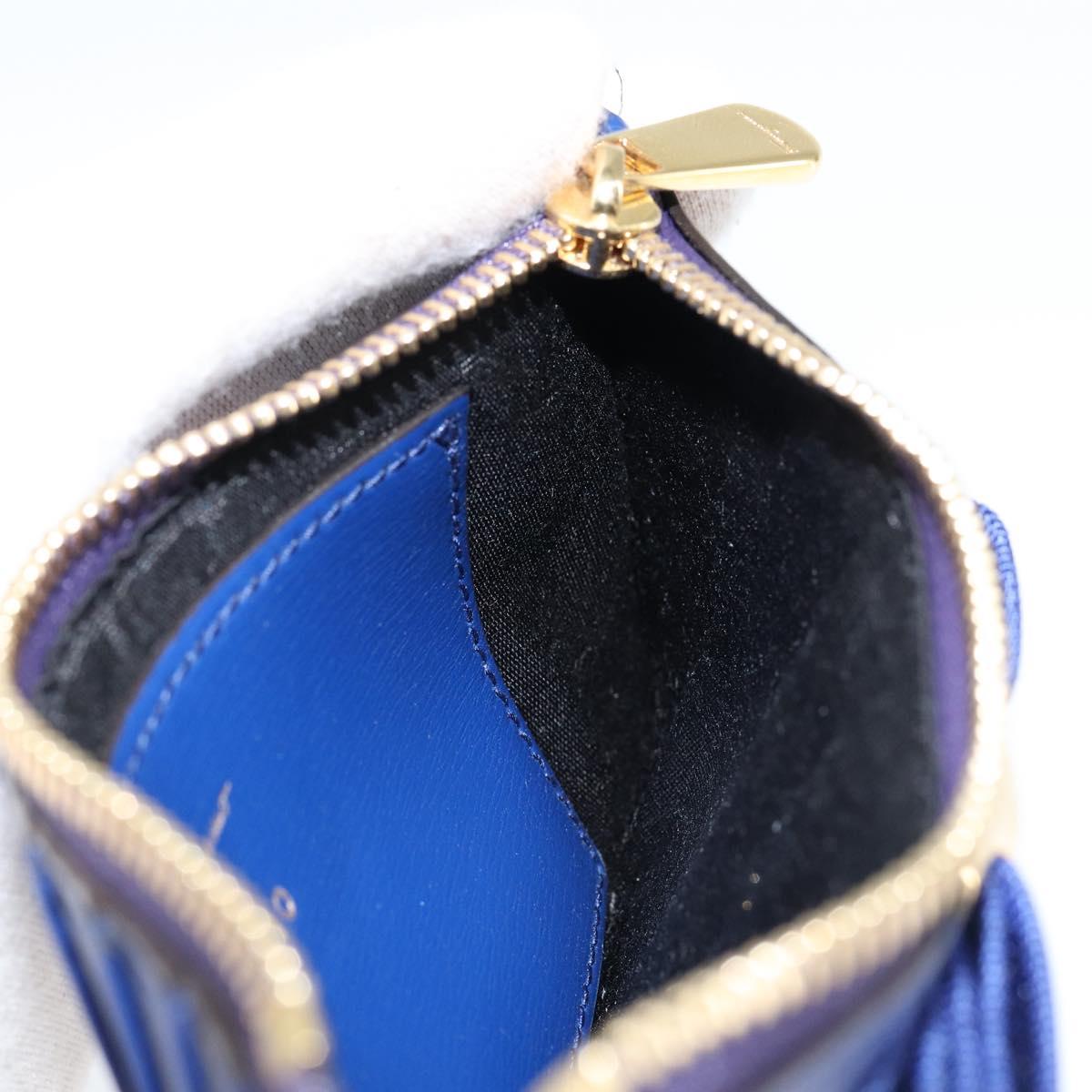 Salvatore Ferragamo Card Case Coin Purse Leather Blue Auth am9516V